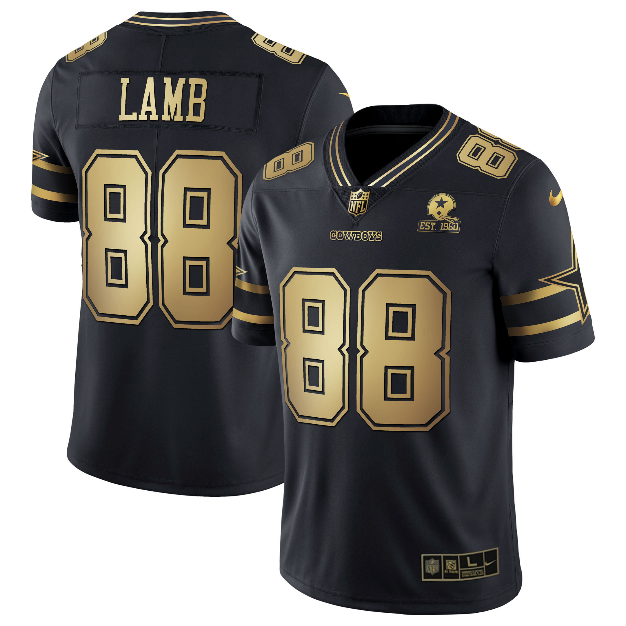 CeeDee Lamb Men's Dallas Cowboys Black Gold Collection Vapor Gold Jersey - All Stitched 
