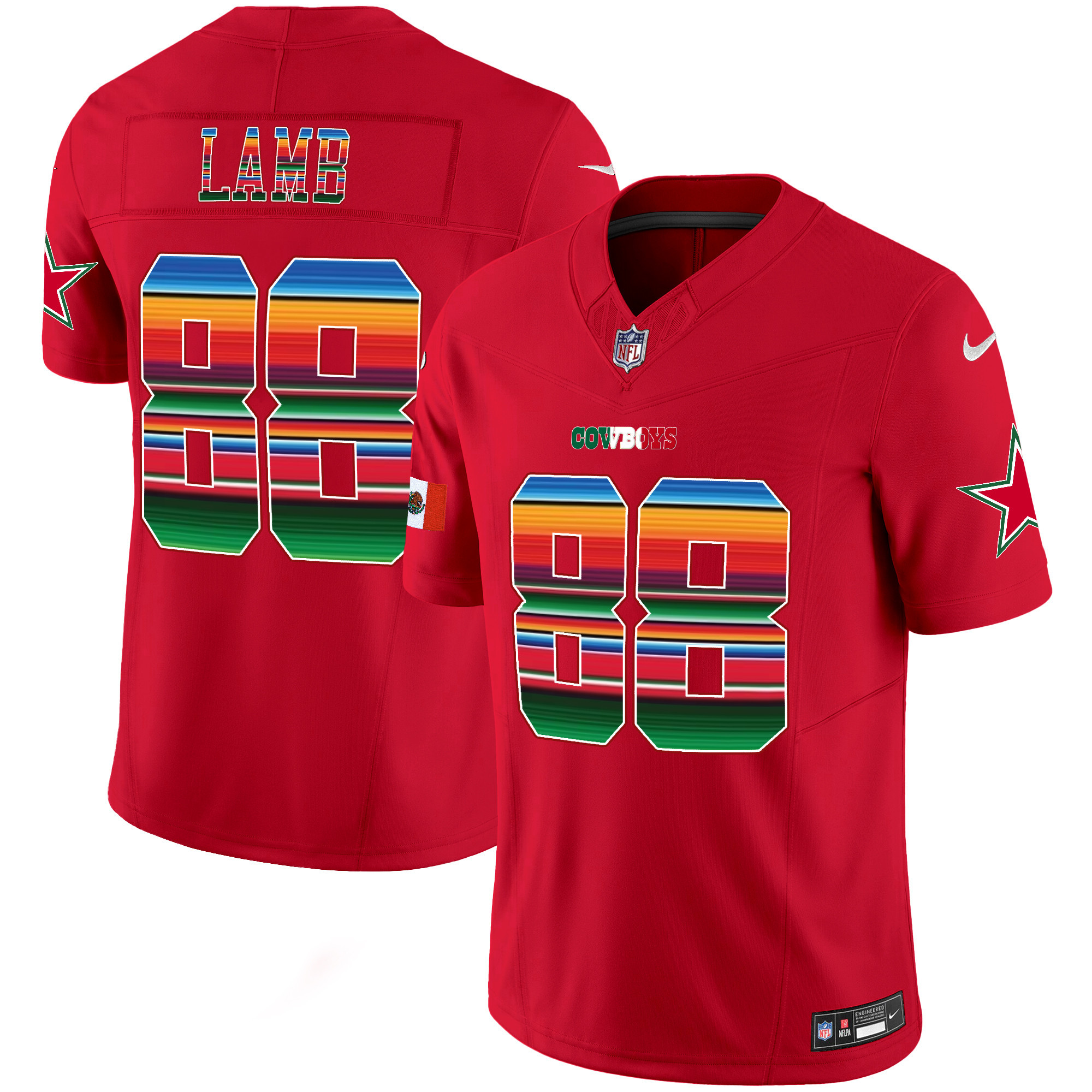 CeeDee Lamb Men's Dallas Cowboys Mexico Vapor Limited Red Jersey - All Stitched 