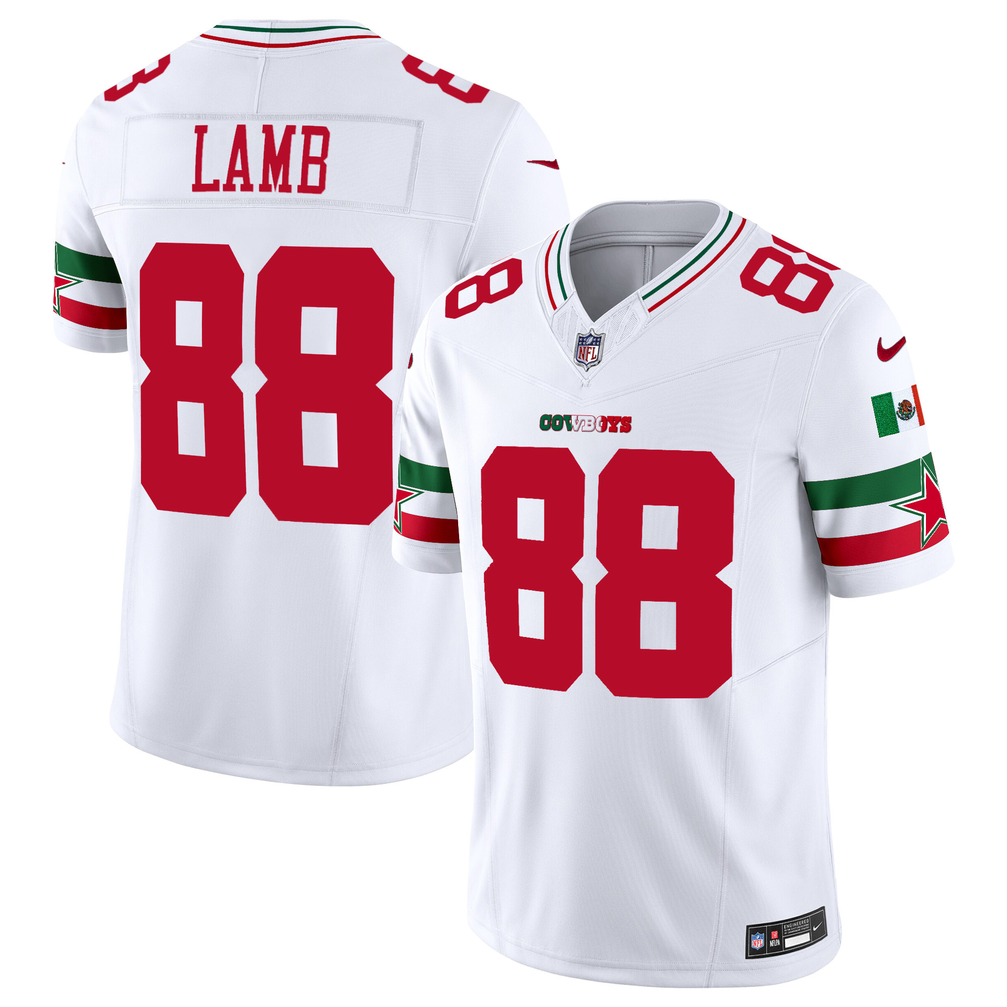 CeeDee Lamb Men's Dallas Cowboys Mexico Vapor Limited White Jersey - All Stitched 