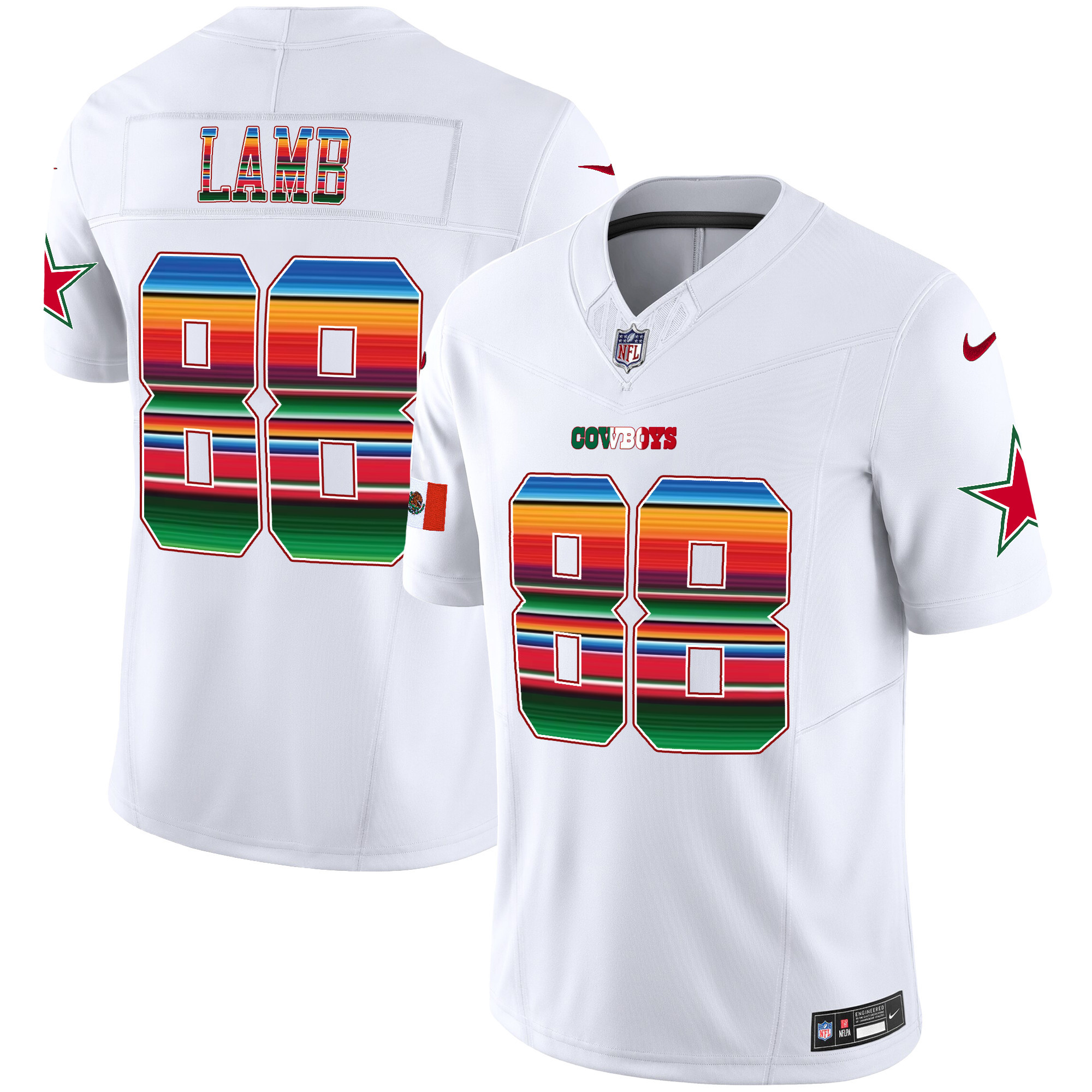 CeeDee Lamb Men's Dallas Cowboys Mexico Vapor Limited White Jersey - All Stitched 