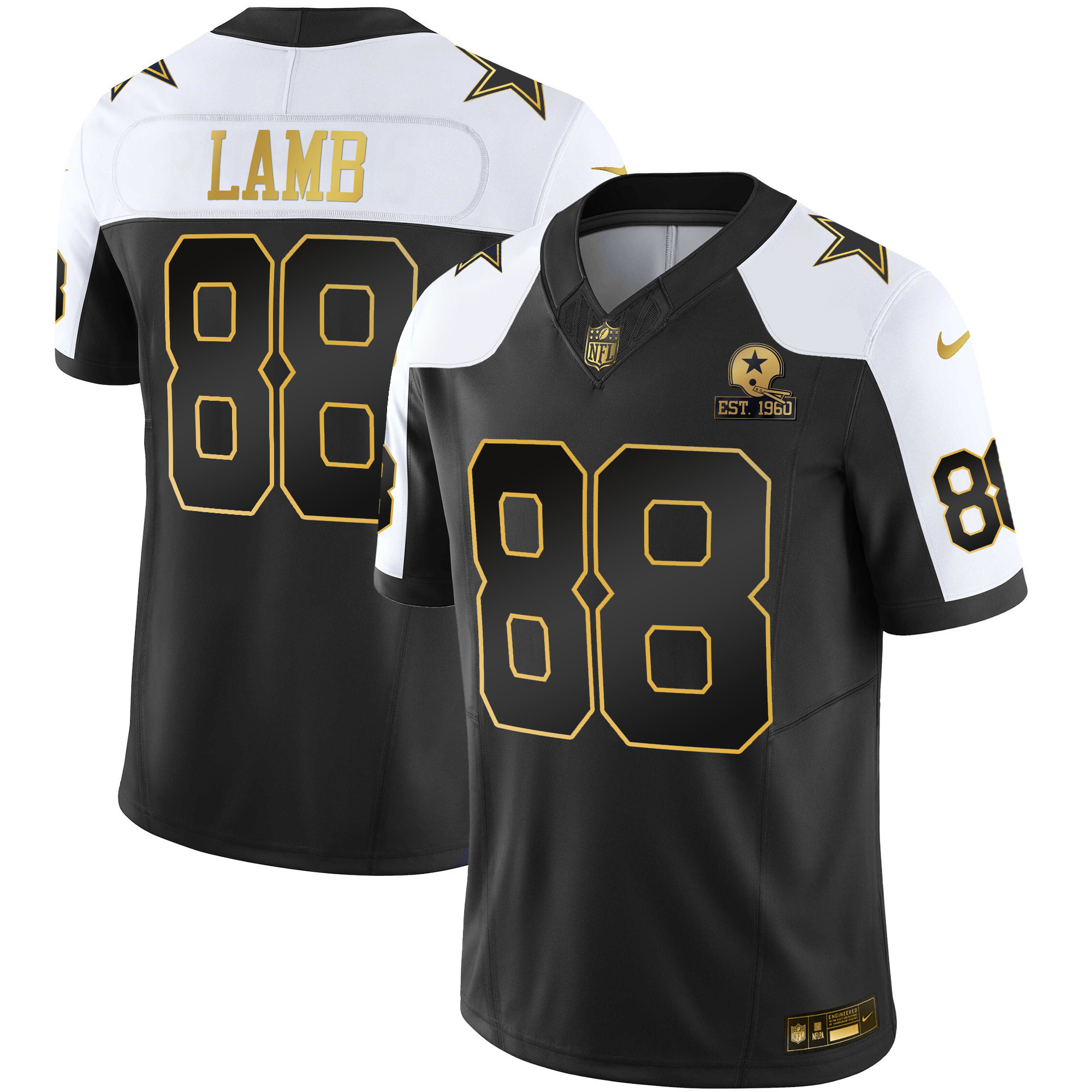CeeDee Lamb Men's Dallas Cowboys Throwback Limited Vapor 2004 Black Gold Jersey - All Stitched 