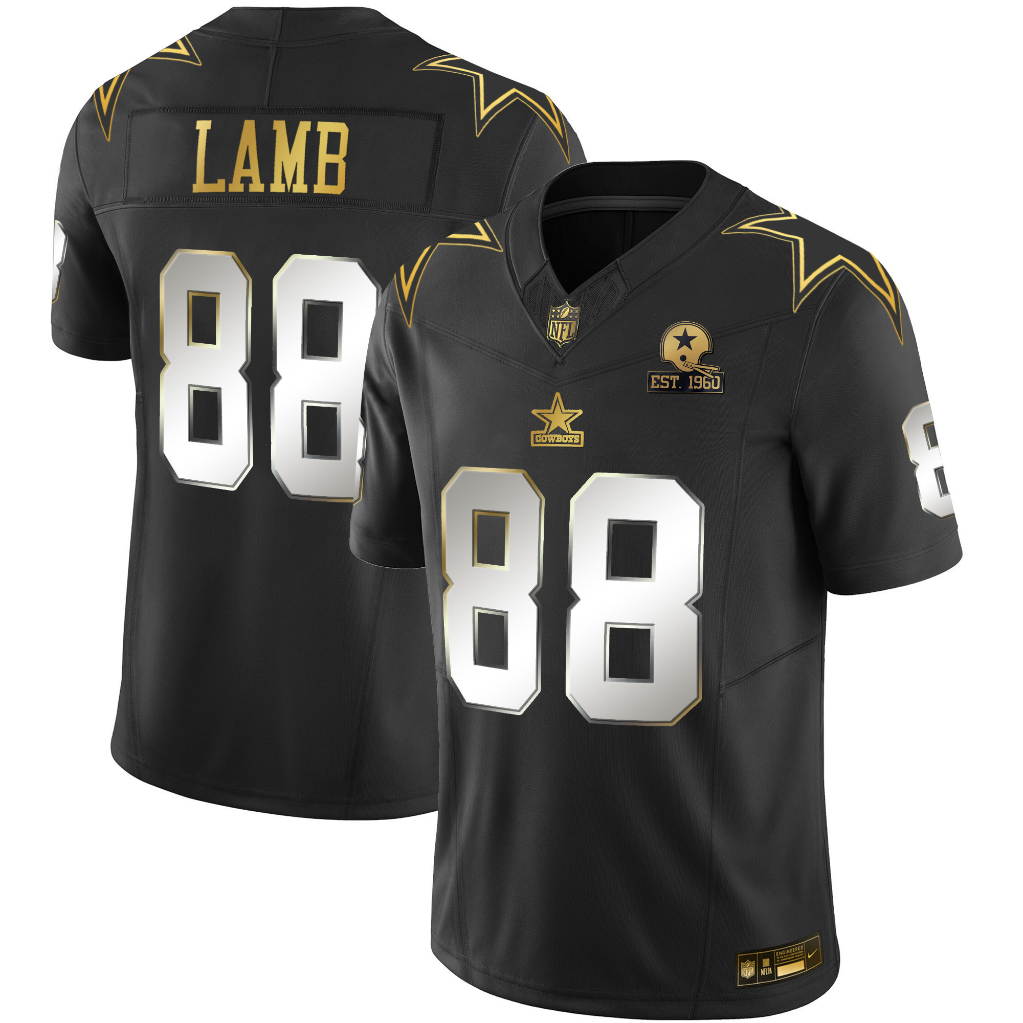 CeeDee Lamb Men's Dallas Cowboys Throwback Limited Vapor Black Limited Jersey - All Stitched 