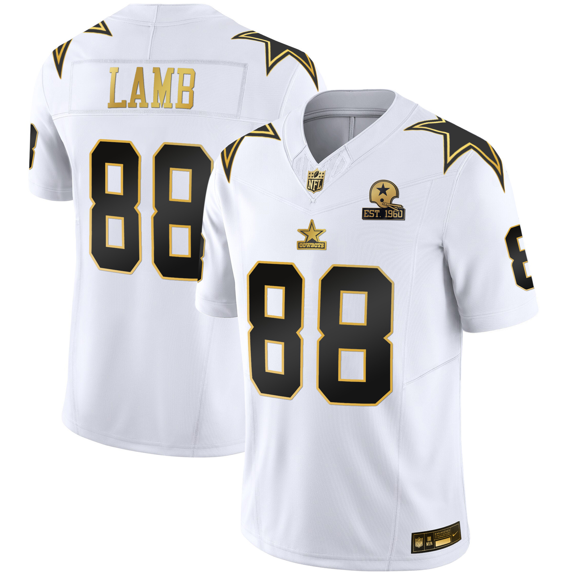 CeeDee Lamb Men's Dallas Cowboys Throwback Limited Vapor White Gold Jersey - All Stitched 