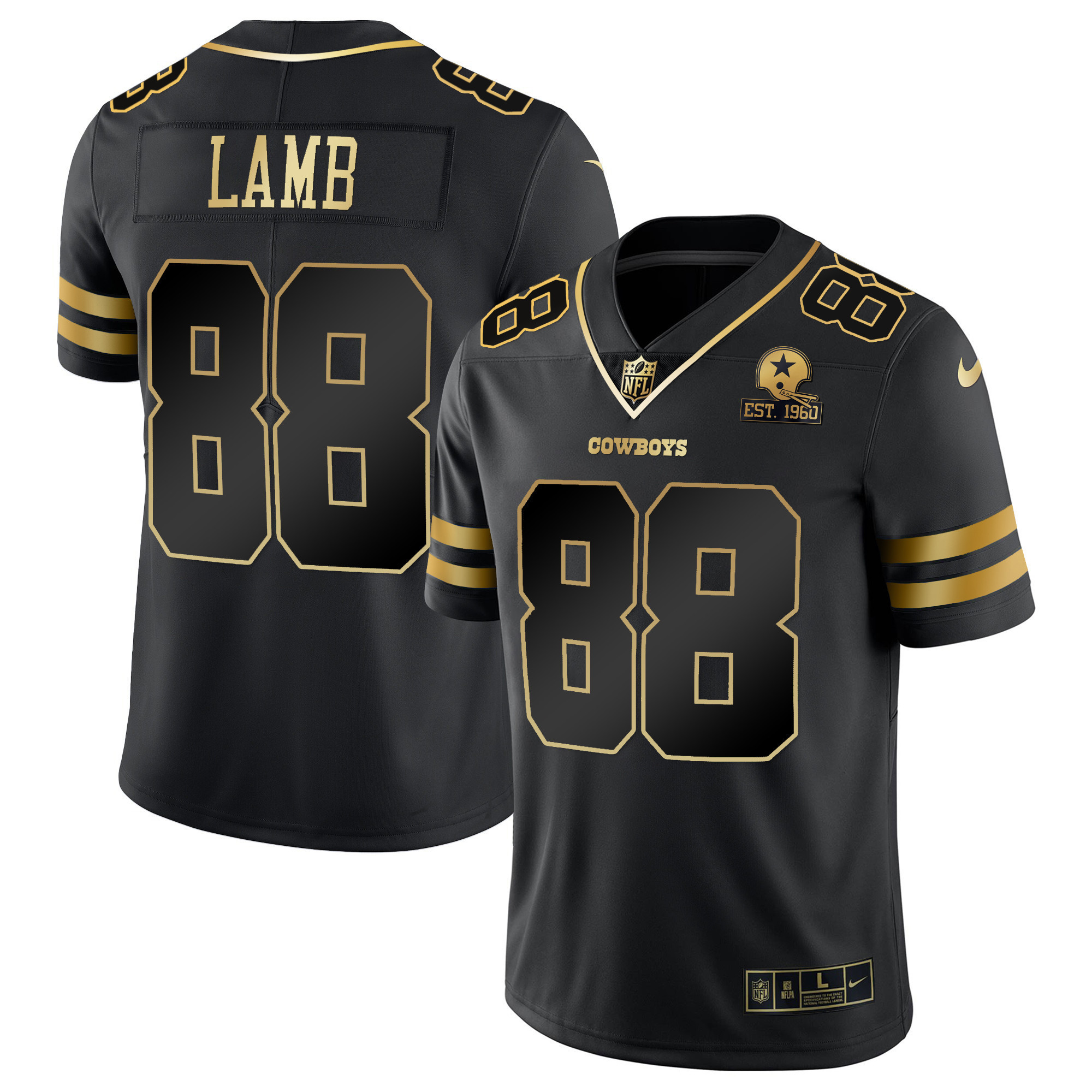 CeeDee Lamb Men's Dallas Cowboys Vapor Gold Black Gold Jersey - All Stitched 