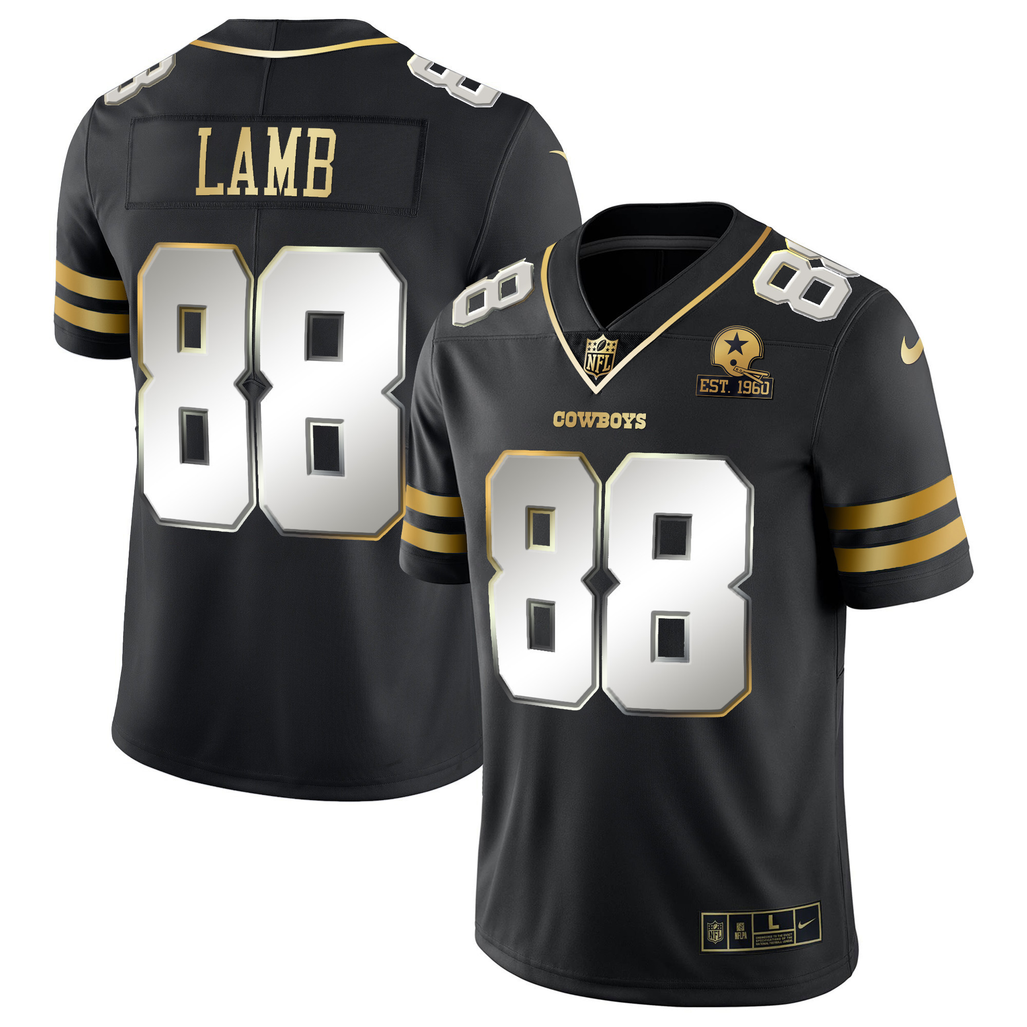 CeeDee Lamb Men's Dallas Cowboys Vapor Gold Black Limited Jersey - All Stitched 