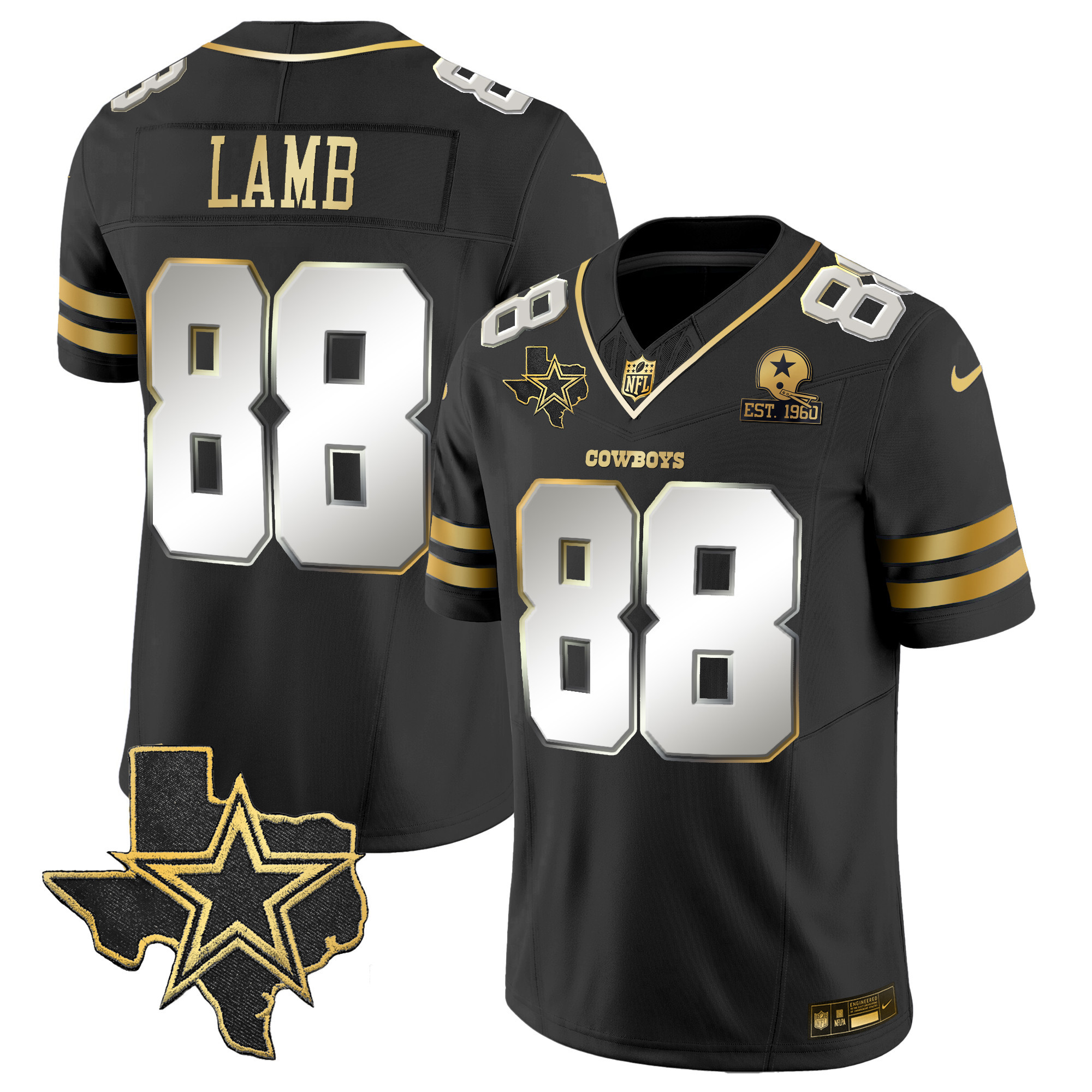 CeeDee Lamb Men's Dallas Cowboys Vapor Gold Black Limited Jersey - All Stitched 