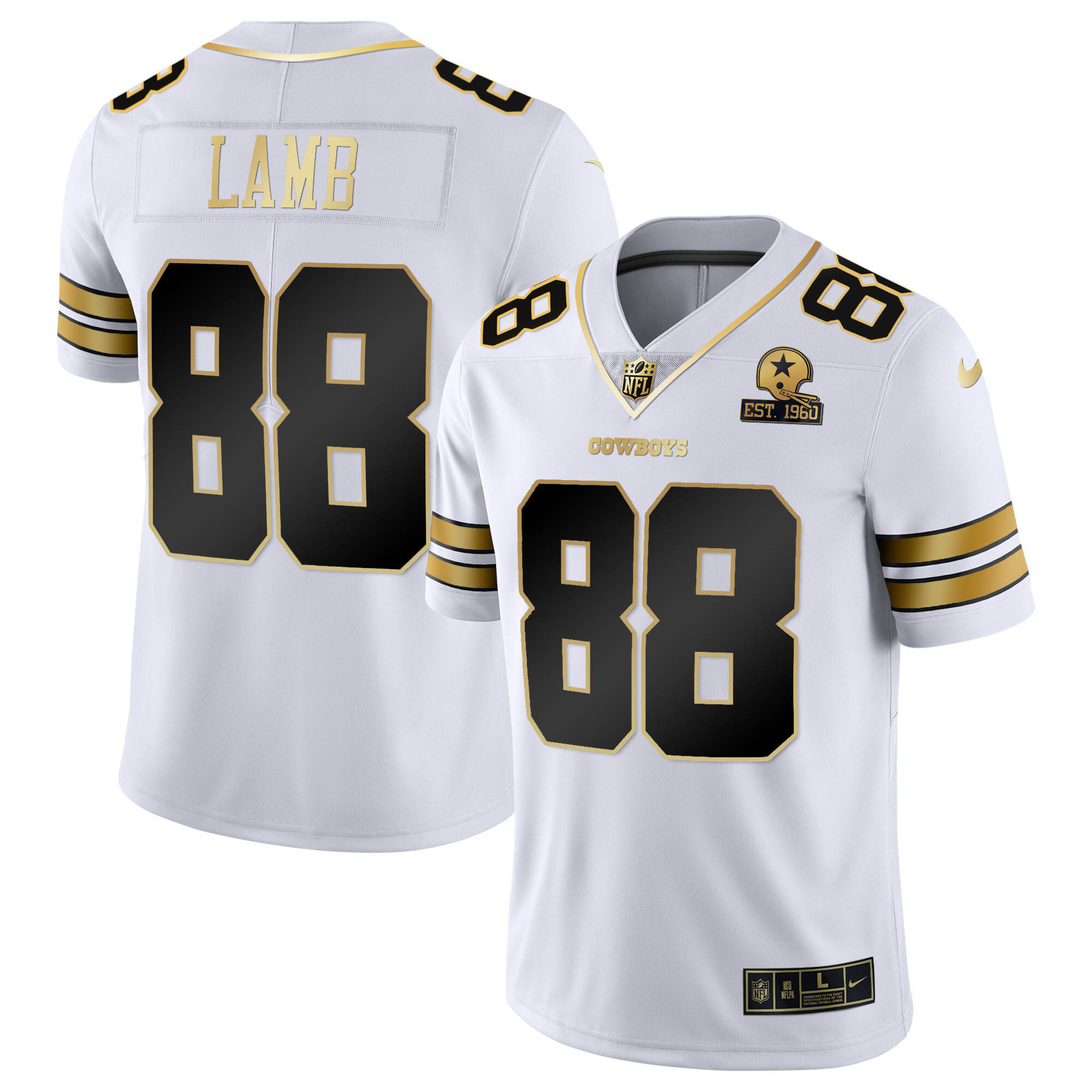 CeeDee Lamb Men's Dallas Cowboys Vapor Gold White Gold Jersey - All Stitched 