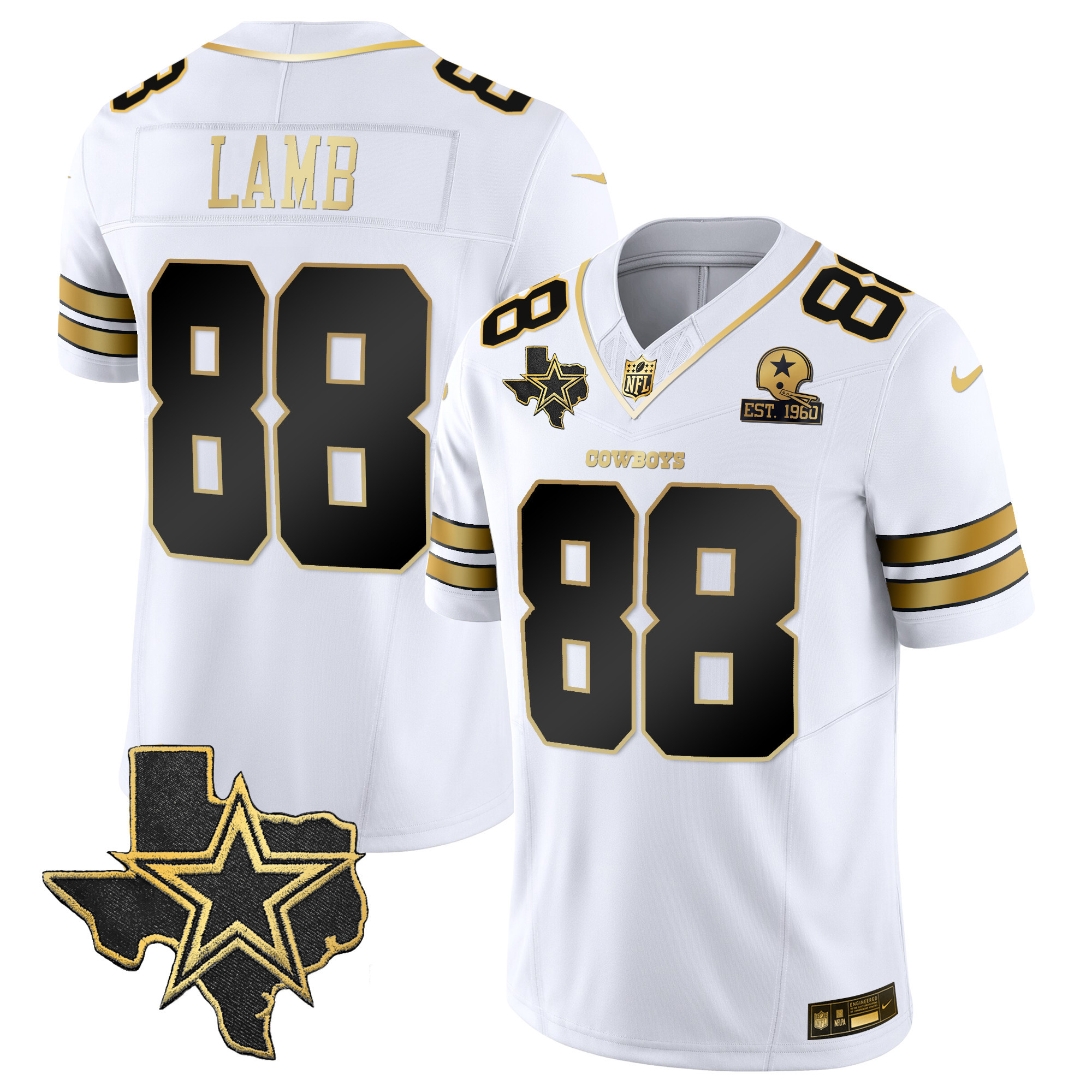 CeeDee Lamb Men's Dallas Cowboys Vapor Gold White Gold Jersey - All Stitched 