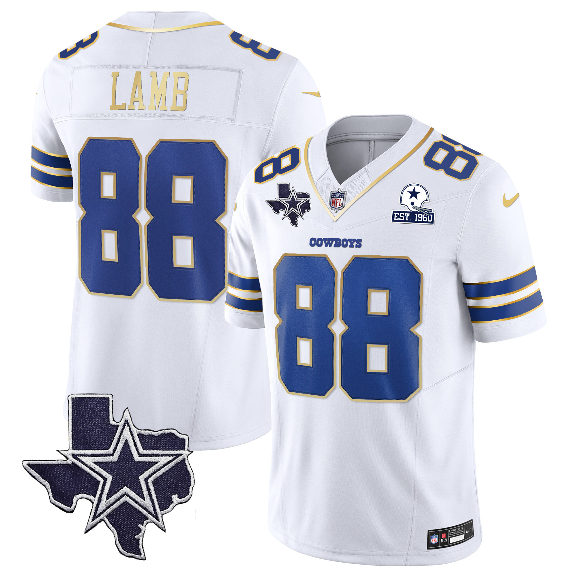 CeeDee Lamb Men's Dallas Cowboys Vapor Gold White Gold Trim Jersey - All Stitched 