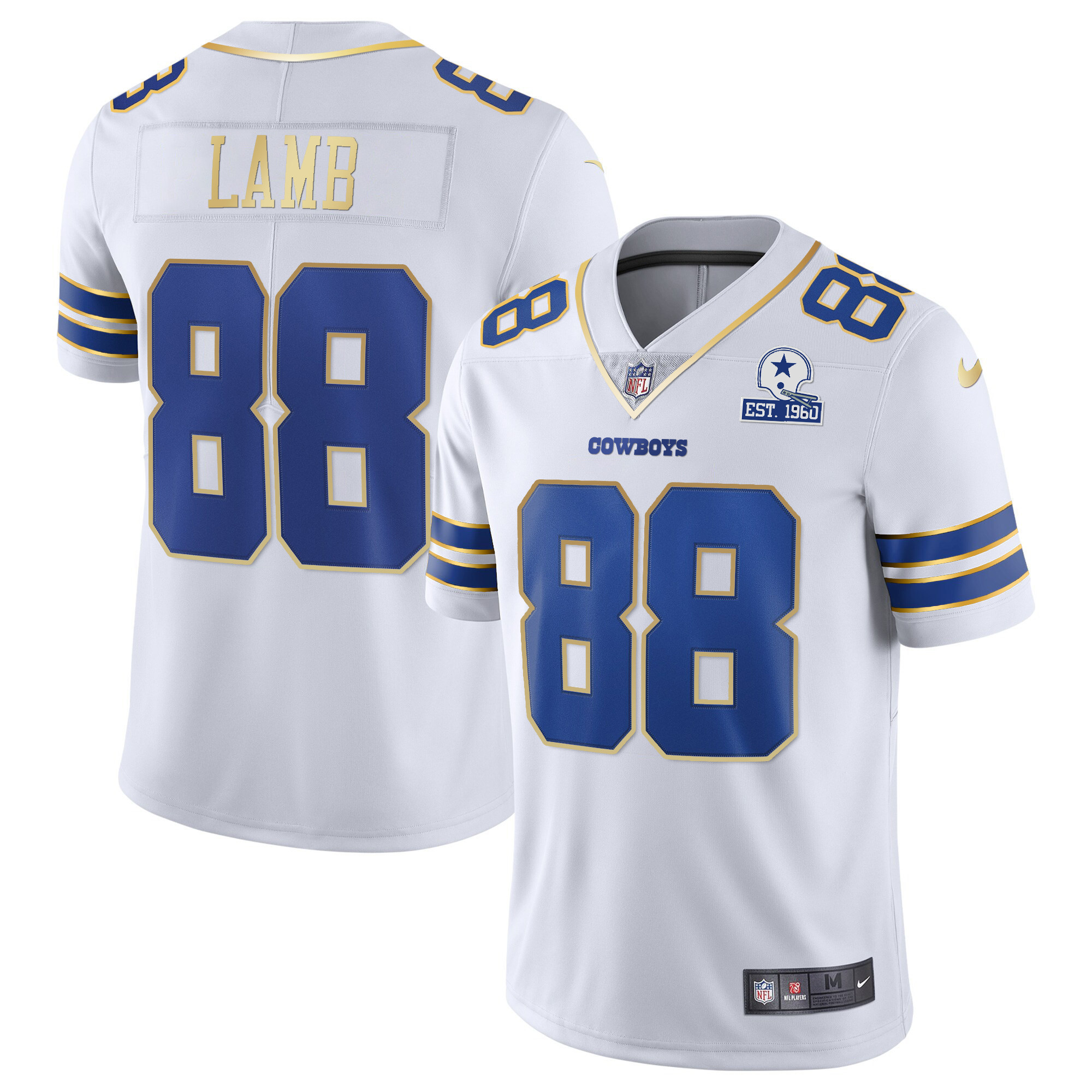 CeeDee Lamb Men's Dallas Cowboys Vapor Gold White Gold Trim Jersey - All Stitched 