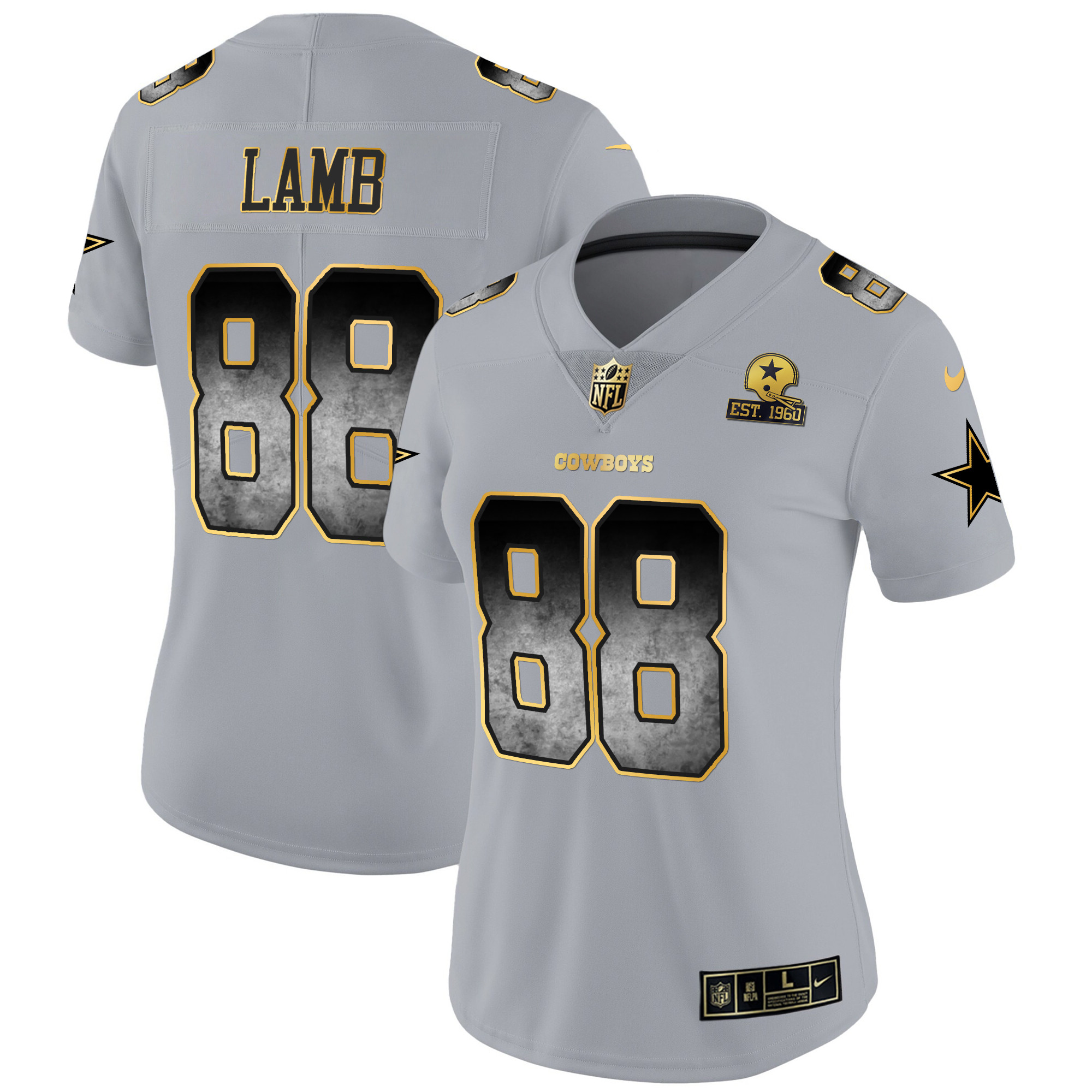 CeeDee Lamb Women's Dallas Cowboys Arch Smoke Vapor Gray Jersey - All Stitched 