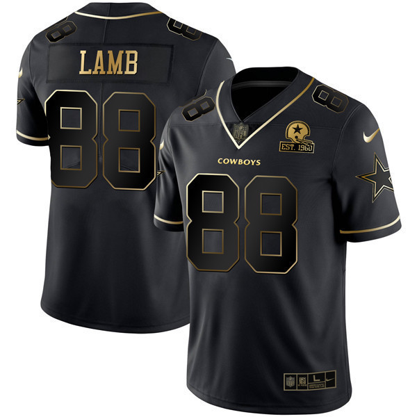CeeDee Lamb Women's Dallas Cowboys Gold & Split Vapor Est 1960 Patch Black Gold Jersey - All Stitched 