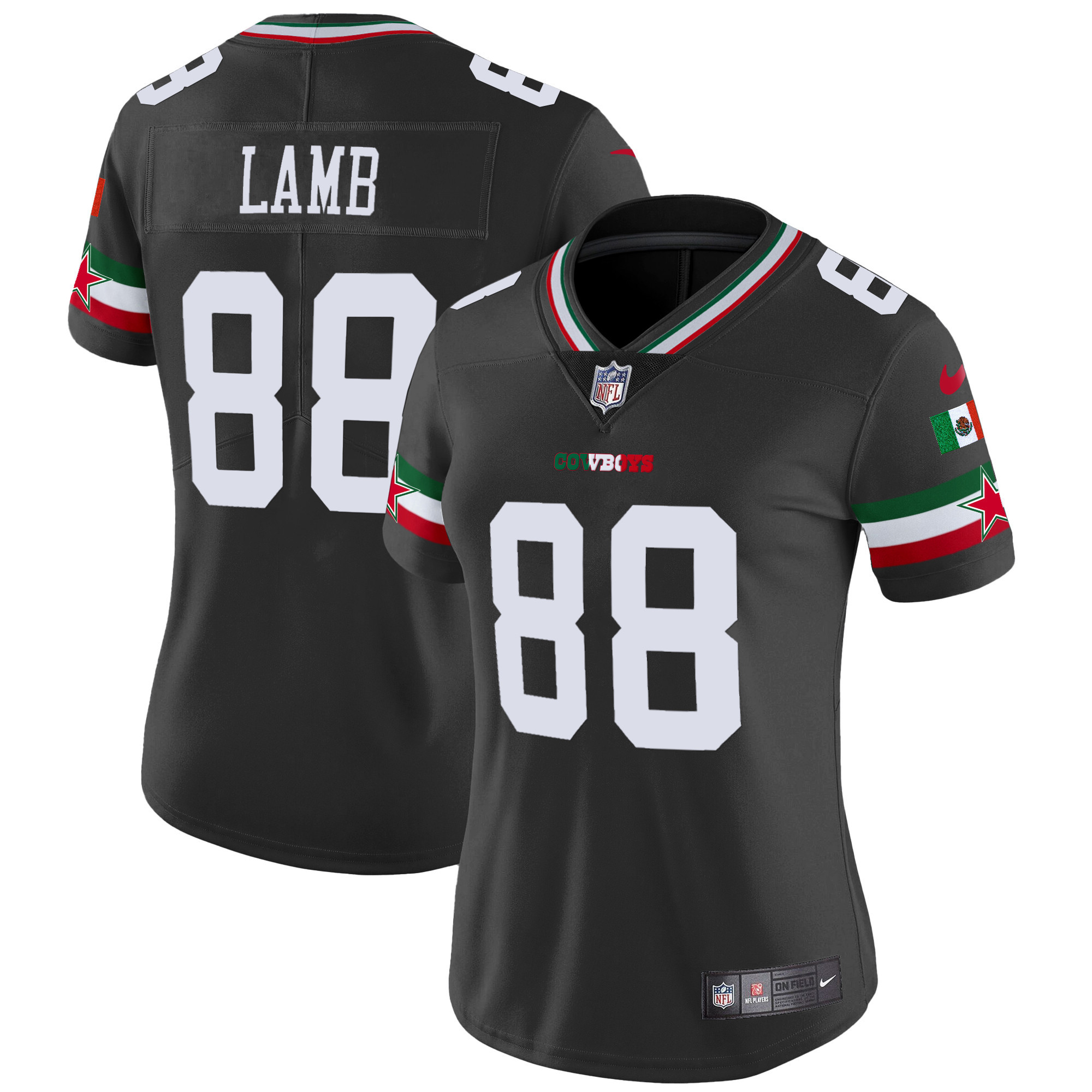 CeeDee Lamb Women's Dallas Cowboys Mexico Vapor Limited Black Jersey - All Stitched 