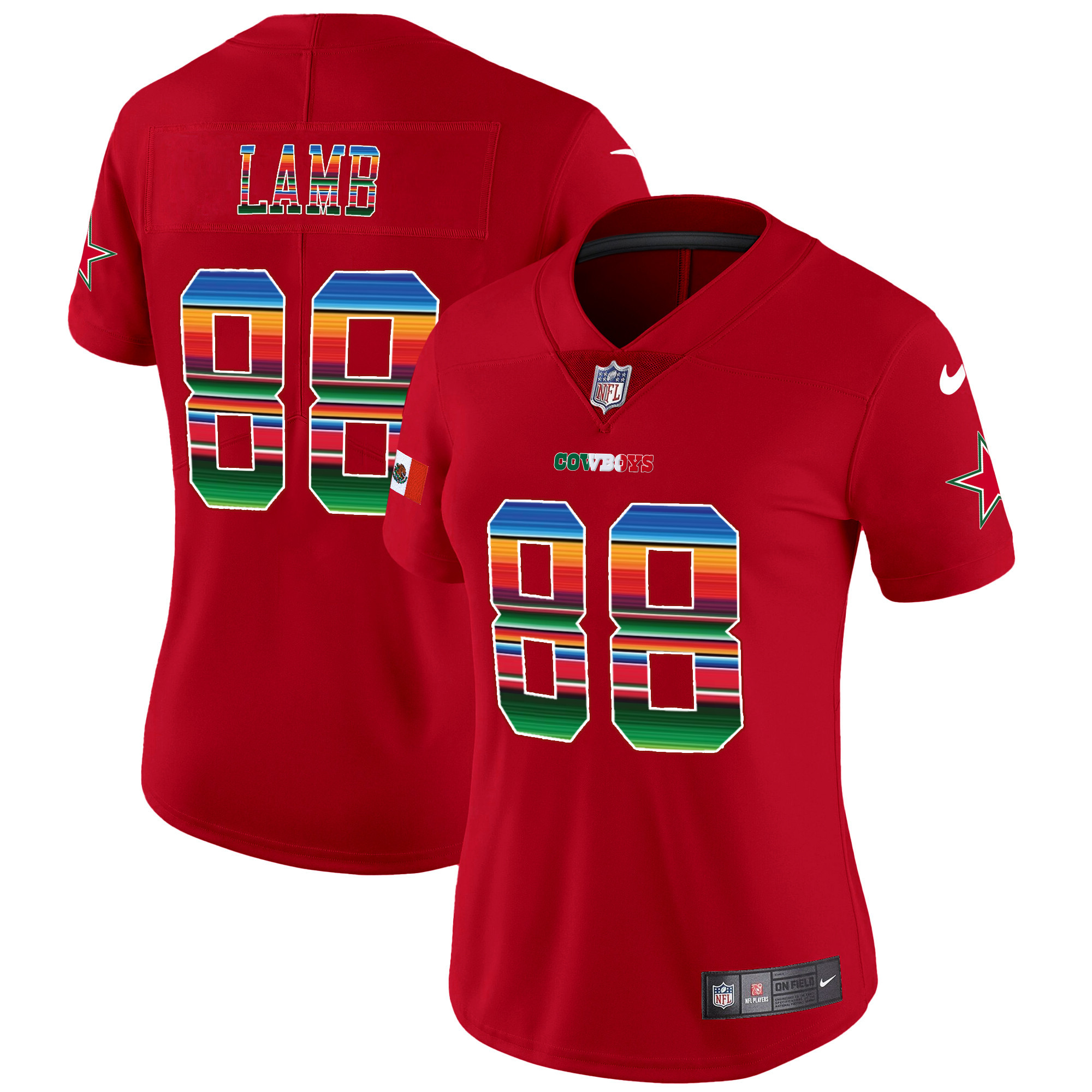 CeeDee Lamb Women's Dallas Cowboys Mexico Vapor Limited Red Jersey - All Stitched 