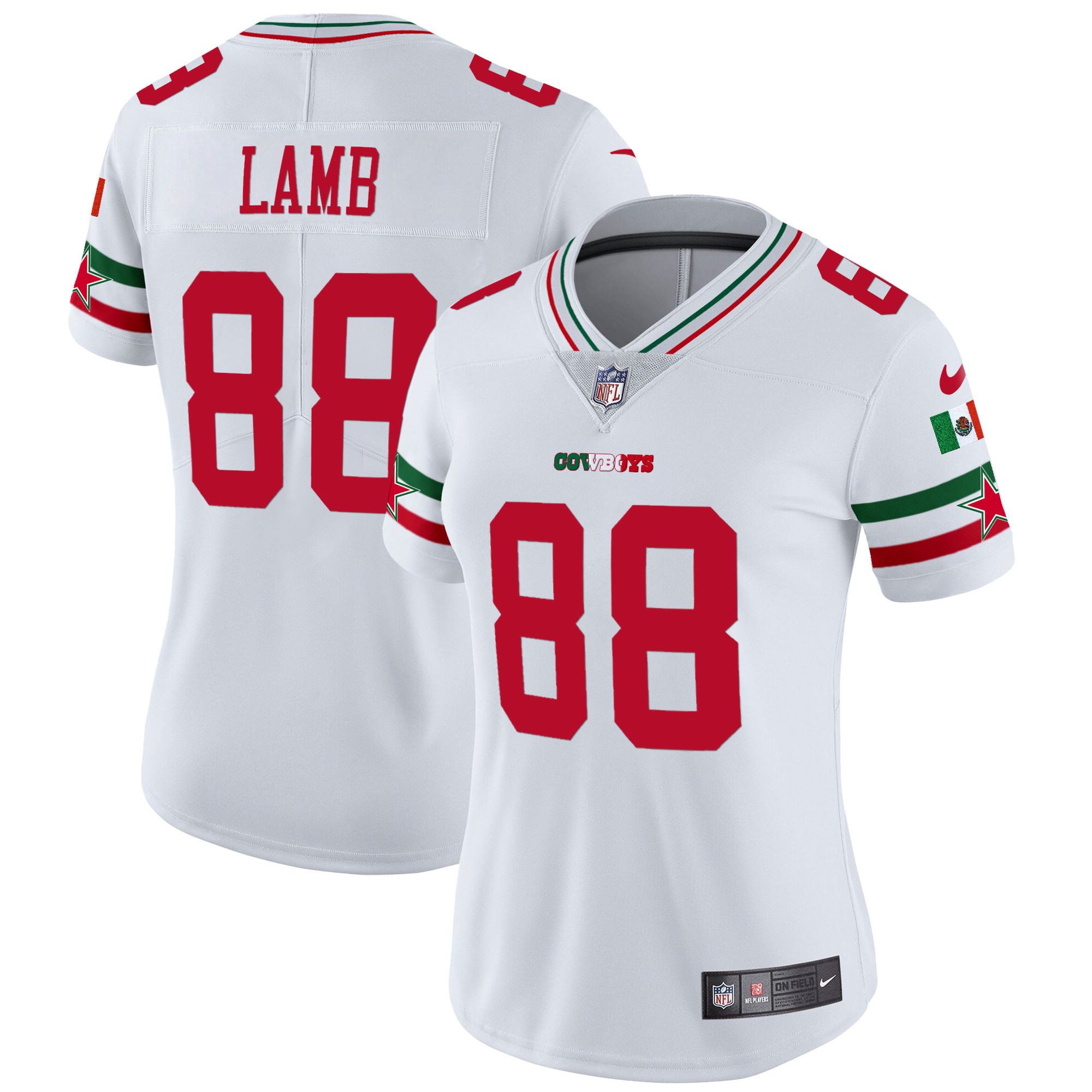 CeeDee Lamb Women's Dallas Cowboys Mexico Vapor Limited White Jersey - All Stitched 