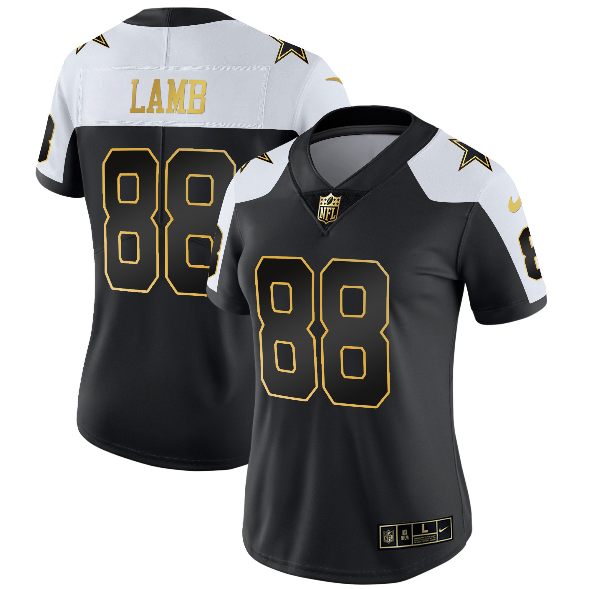 CeeDee Lamb Women's Dallas Cowboys Throwback Limited Vapor 2004 Black Gold Jersey - All Stitched 
