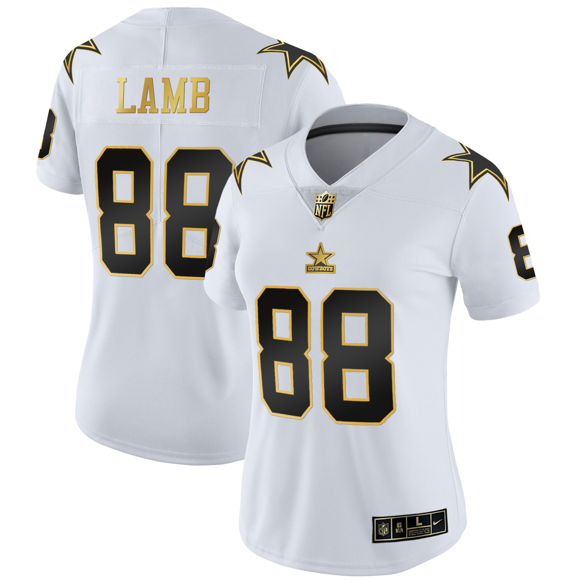 CeeDee Lamb Women's Dallas Cowboys Throwback Limited Vapor White Gold Jersey - All Stitched 