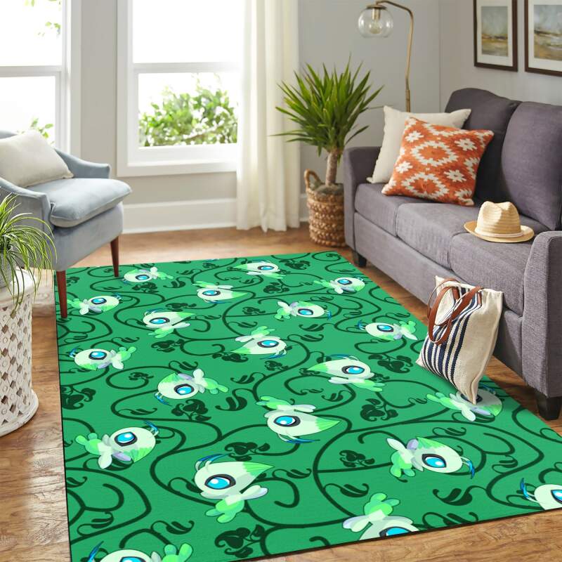 Celebi Green Pokemon Carpet Rectangle Rug