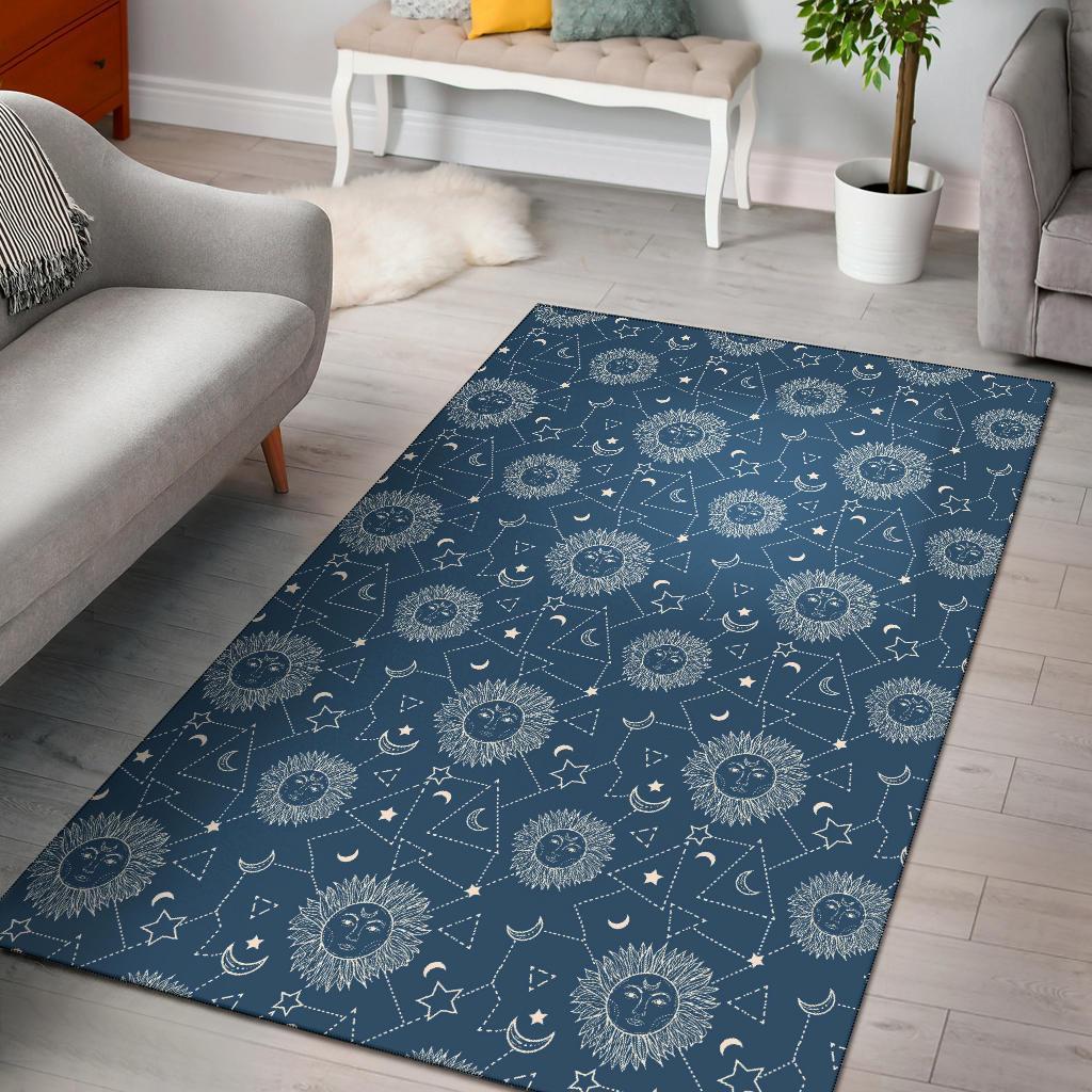 Celestial Print Pattern Area Limited Edition Rectangle Rug