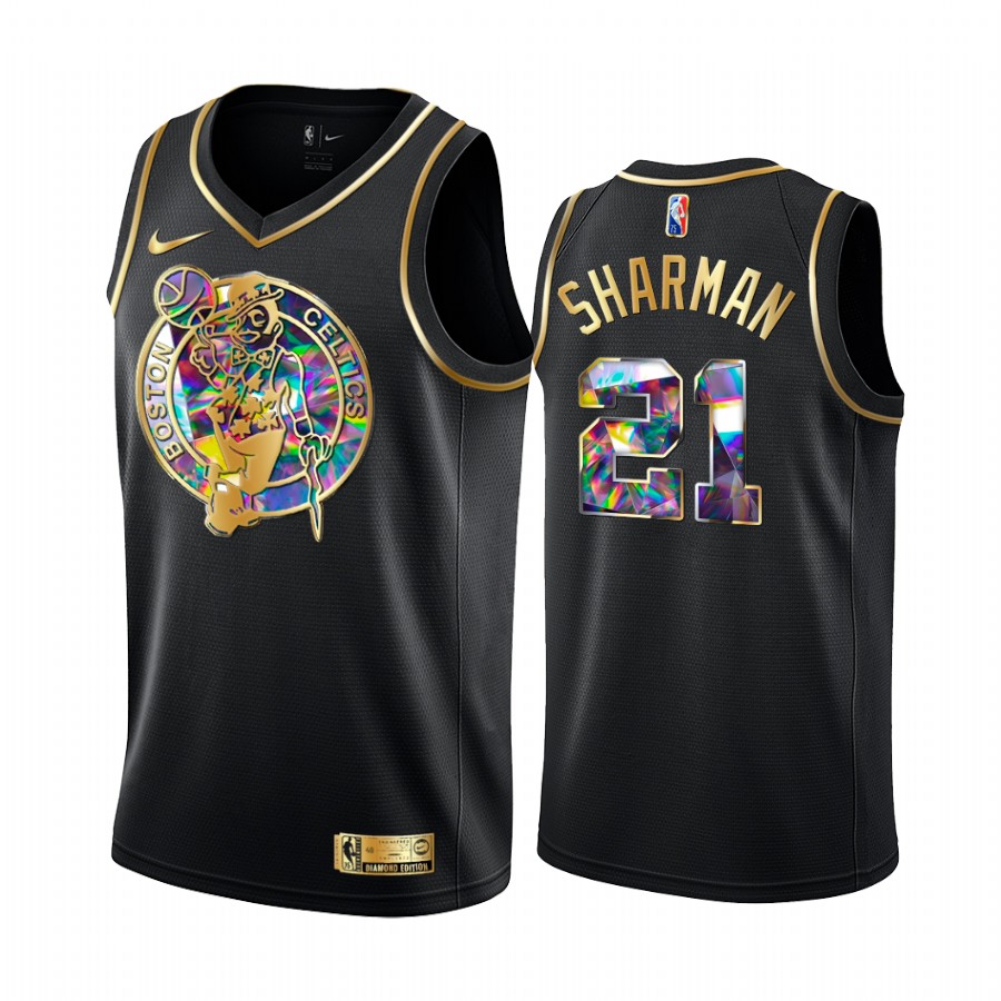 Celtics Bill Sharman NBA 75th Anniversary Team Jersey Black Diamond Edition