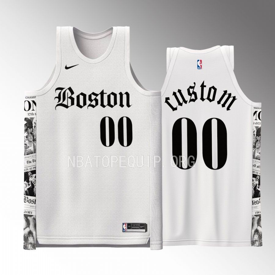 Celtics Custom Boston Global White Jersey #00 Special