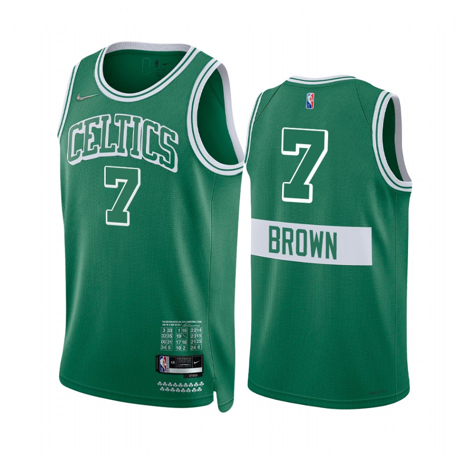 Celtics Jaylen Brown City Edition Green 2021-22 Jersey Diamond 75th Anniversary
