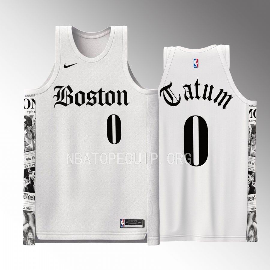 Celtics Jayson Tatum Boston Global White Jersey #0 Special
