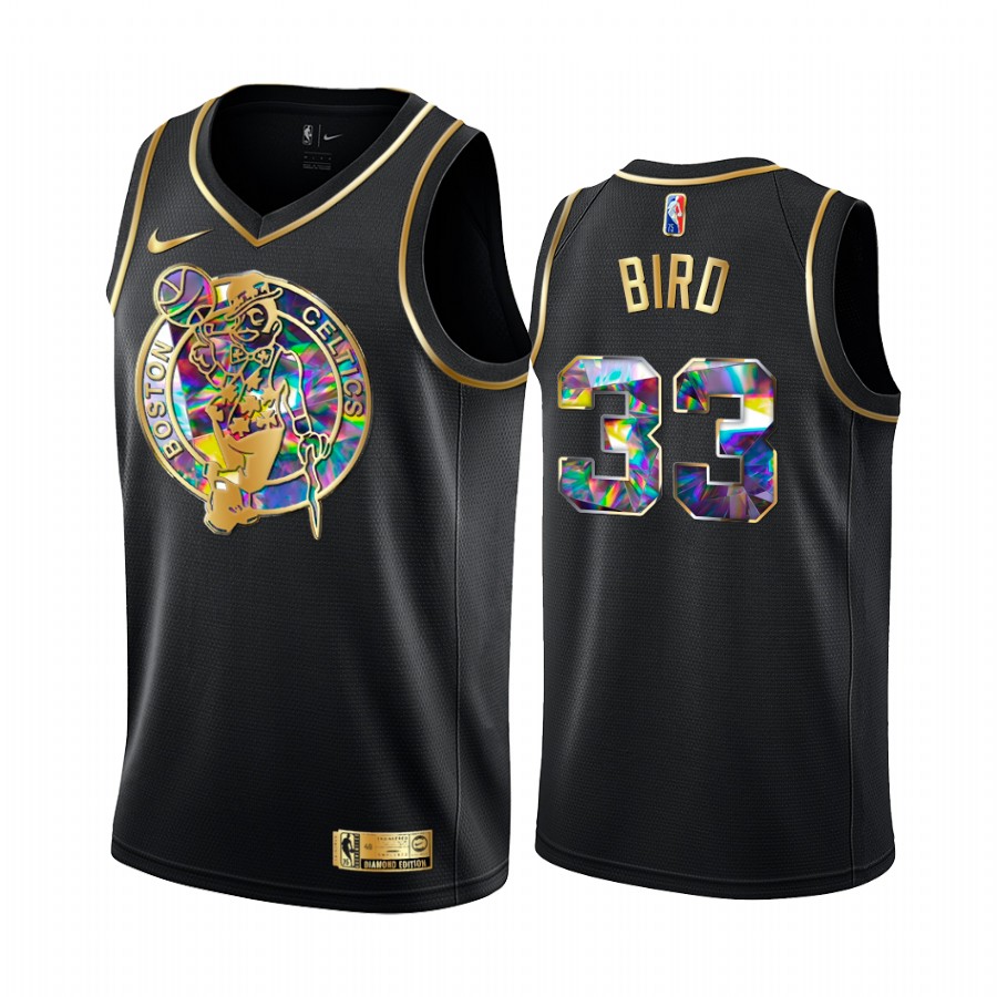 Celtics Larry Bird NBA 75th Anniversary Team Jersey Black Diamond Edition