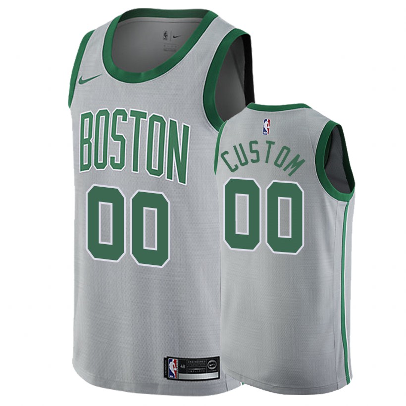 Celtics Male Custom #00 City Gray Jersey