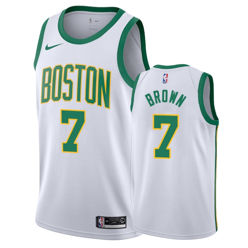 Celtics Male Jaylen Brown #7 2018-19 City White Jersey