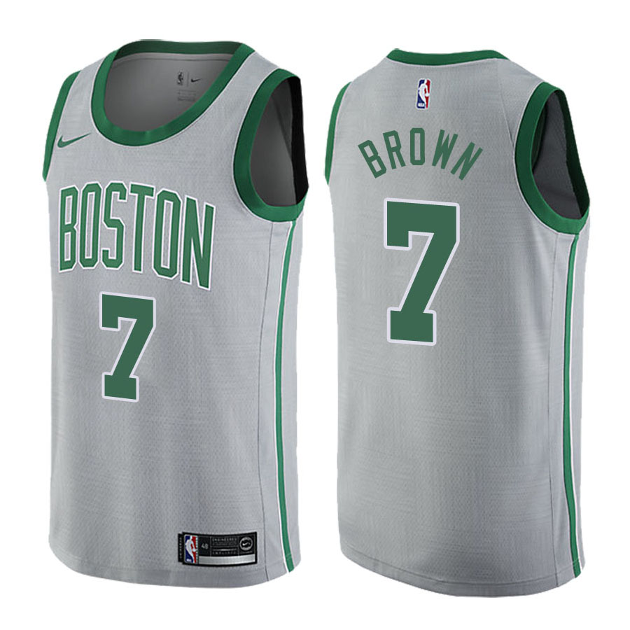 Celtics Male Jaylen Brown #7 City Edition Gray Jersey