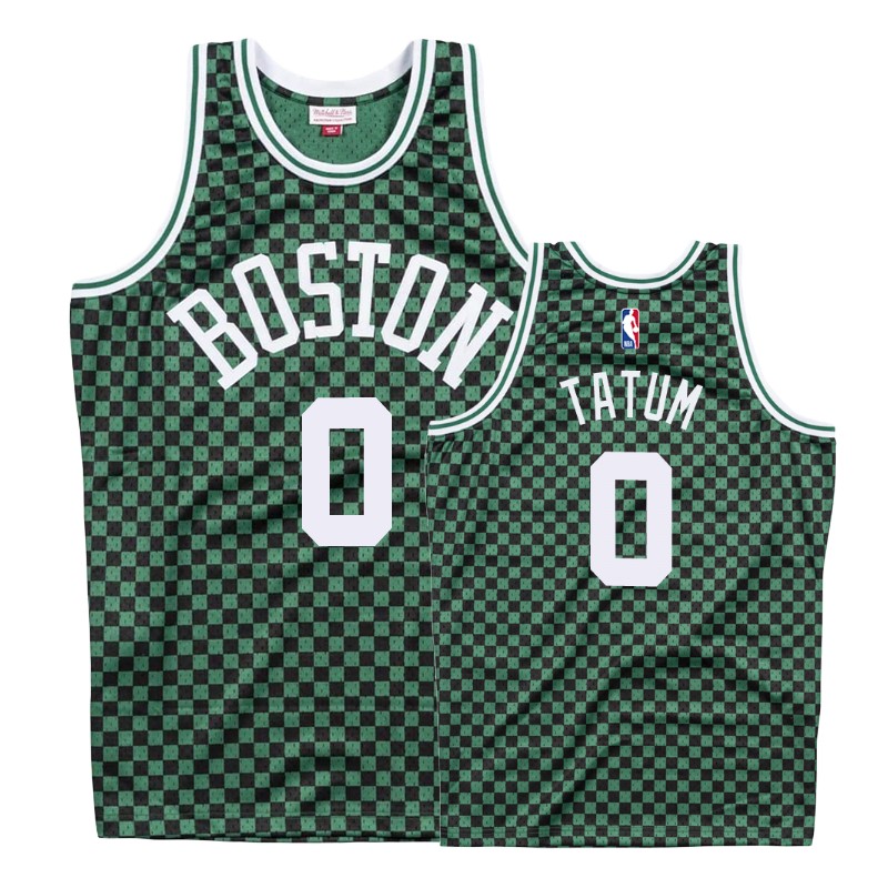 Celtics Male Jayson Tatum #0 Checkerboard Green Jersey