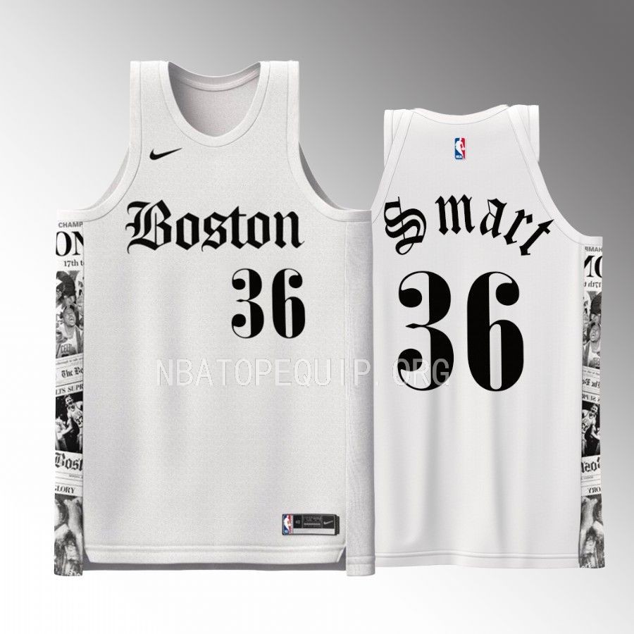 Celtics Marcus Smart Boston Global White Jersey #36 Special