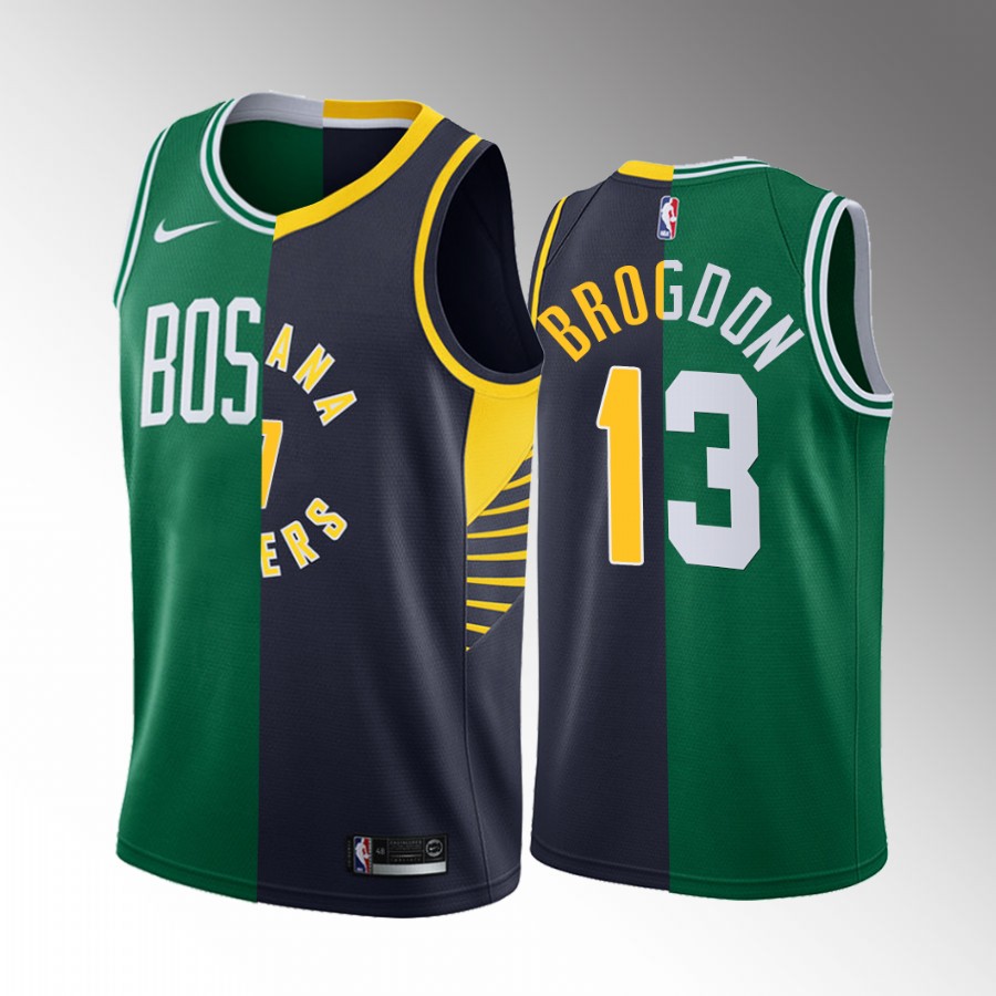 Celtics x Pacers Malcolm Brogdon Split Edition Green Navy Jersey Special