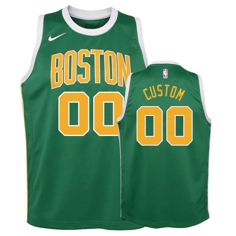 Celtics Youth Custom #00 2018-19 Earned Green Jersey