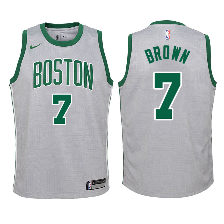 Celtics Youth Jaylen Brown #7 City Edition Gray Jersey