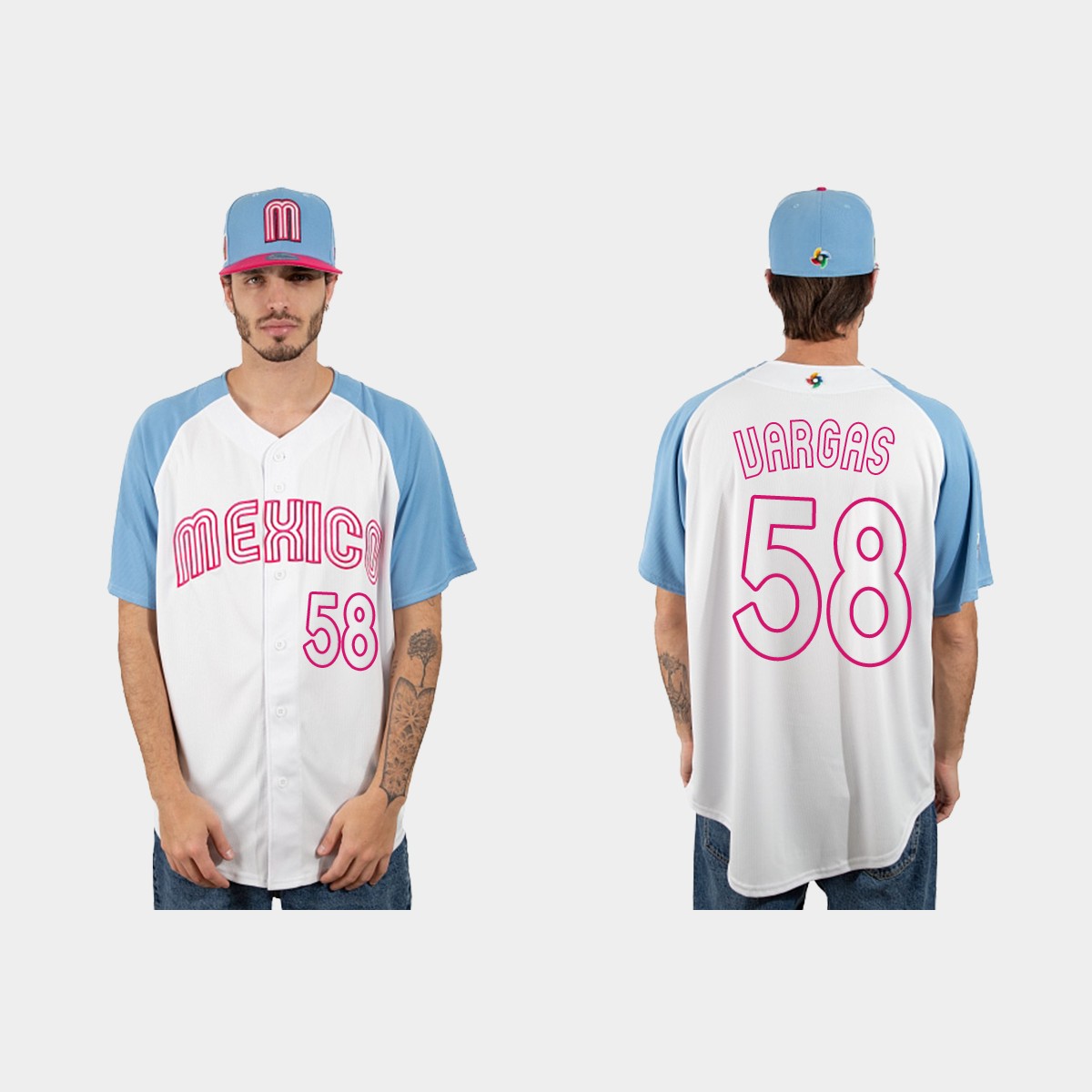 Cesar Vargas Mexico 2023 World Classic Jersey - White Blue