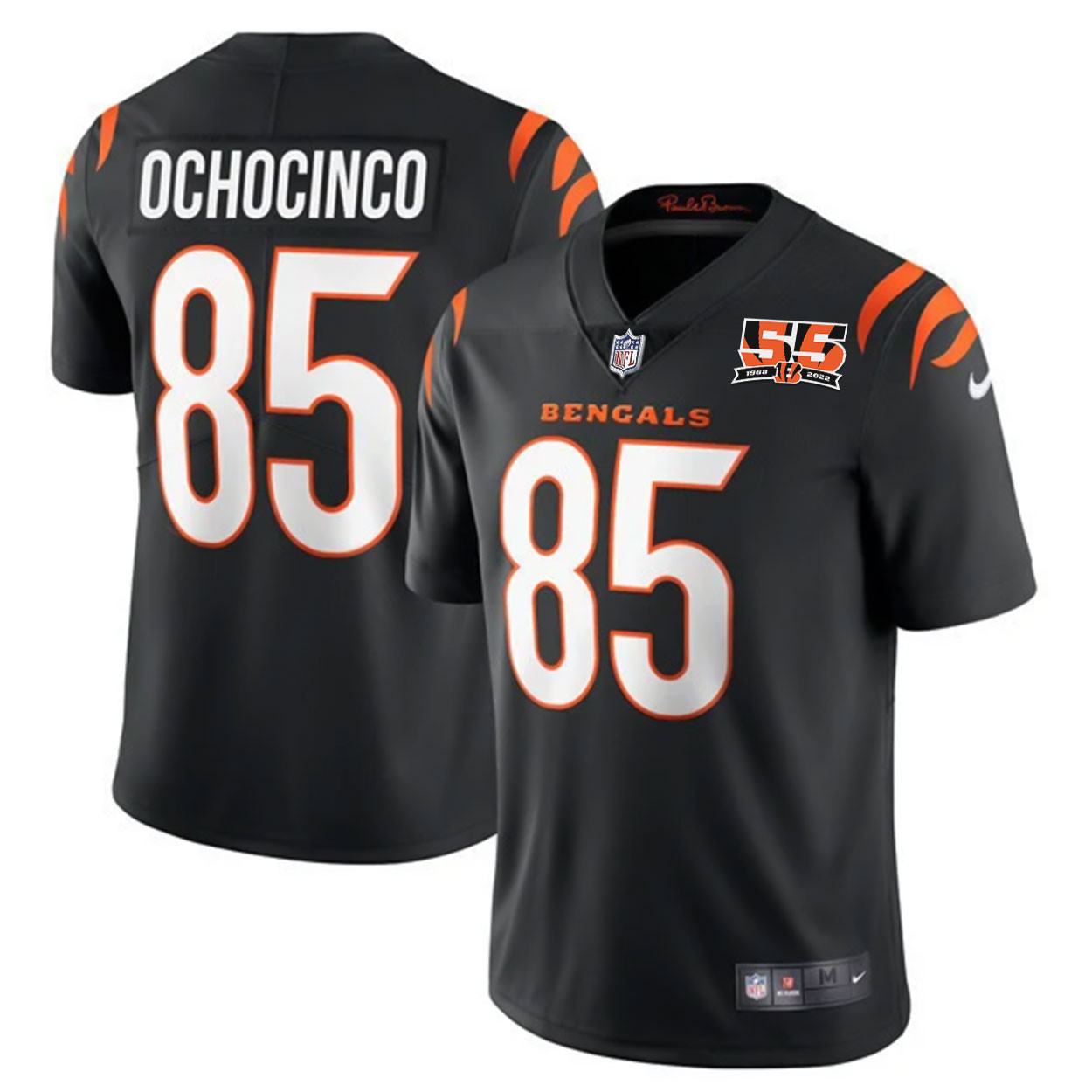 Chad Johnson Men's Cincinnati Bengals 55th 1968 - 2022 Anniversary Patch Player Vapor Limited Black Jersey - All Stitched 