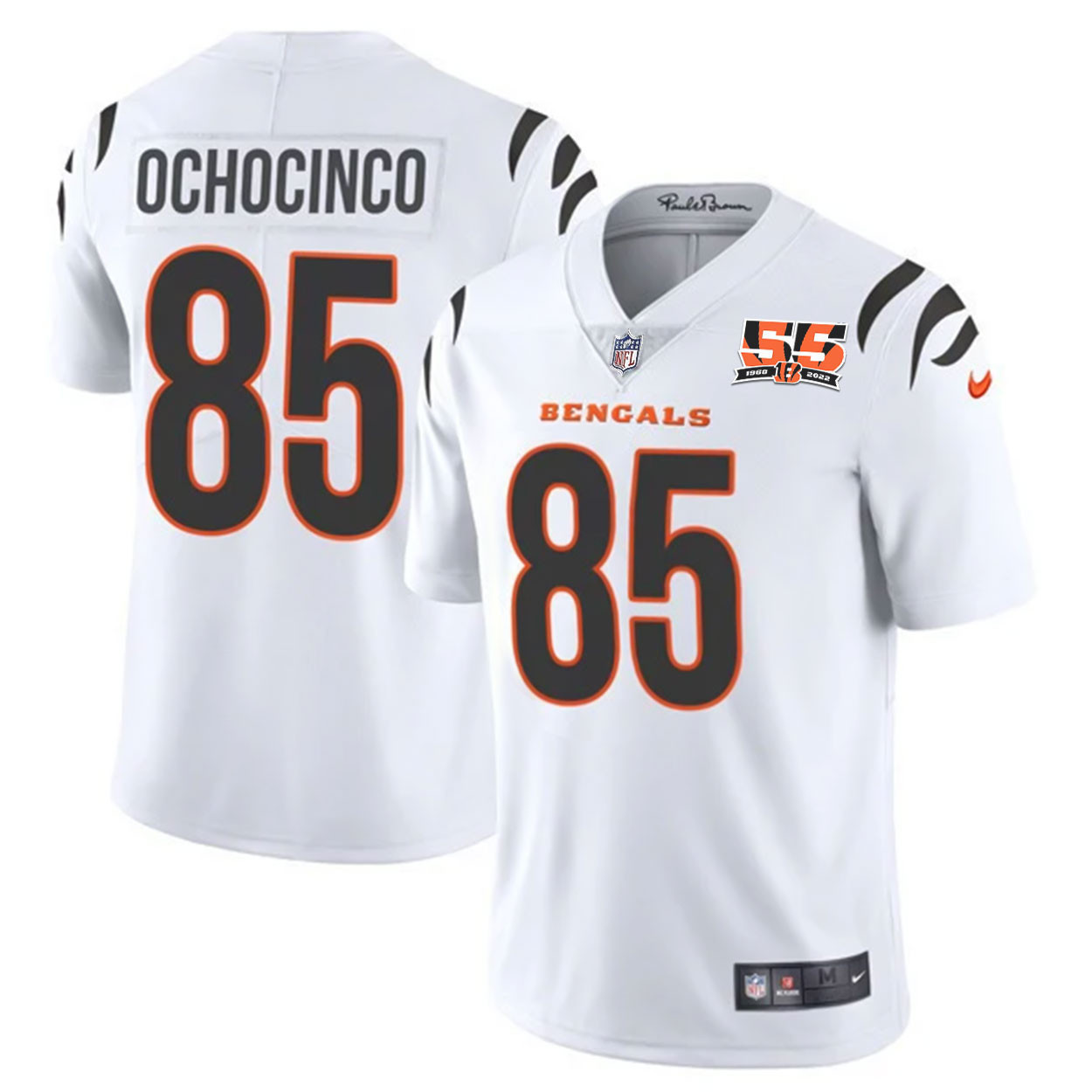 Chad Johnson Men's Cincinnati Bengals 55th 1968 - 2022 Anniversary Patch Player Vapor Limited White Jersey - All Stitched 