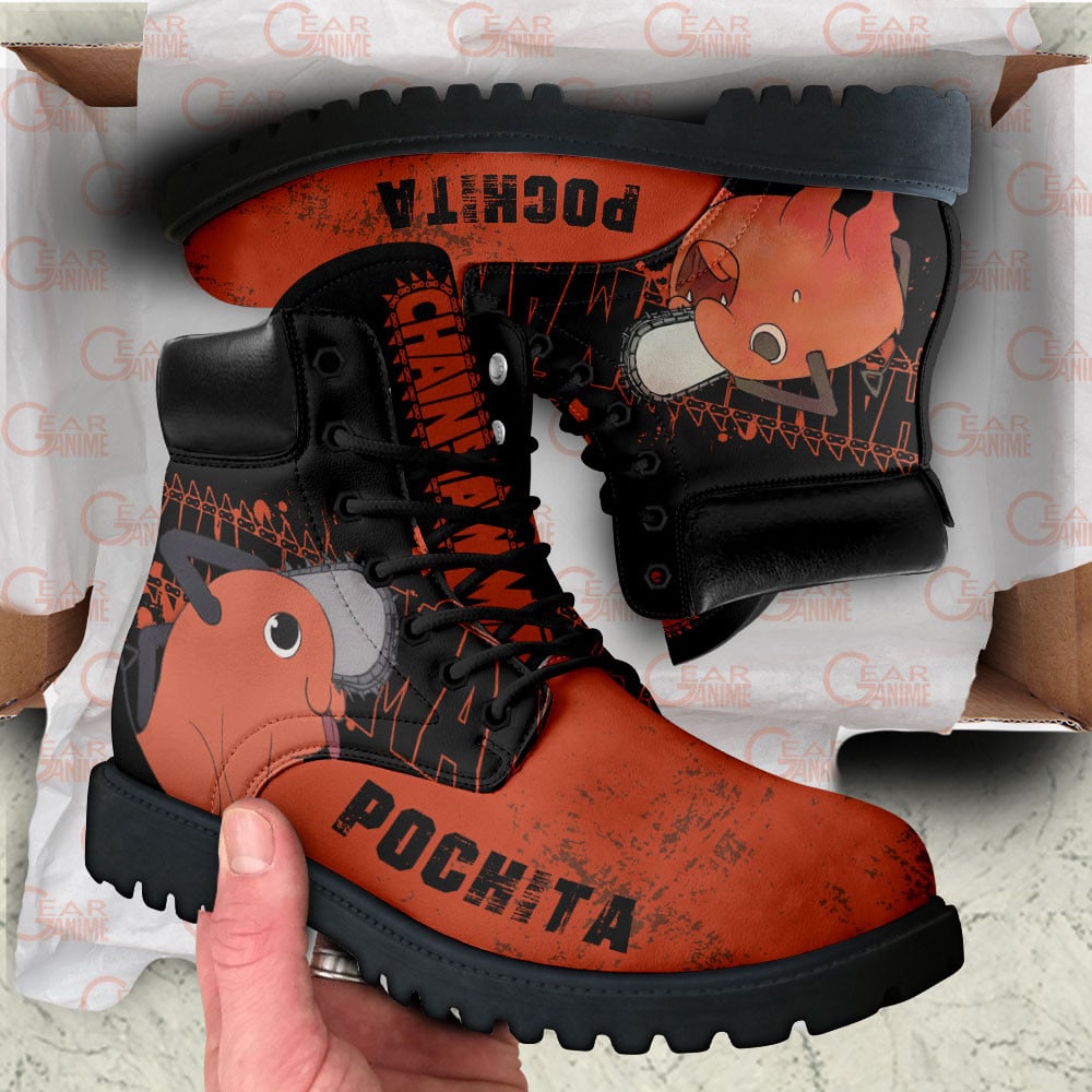 Chainsaw Man Pochita Boots Custom Anime Shoes Pefect Gift Idea