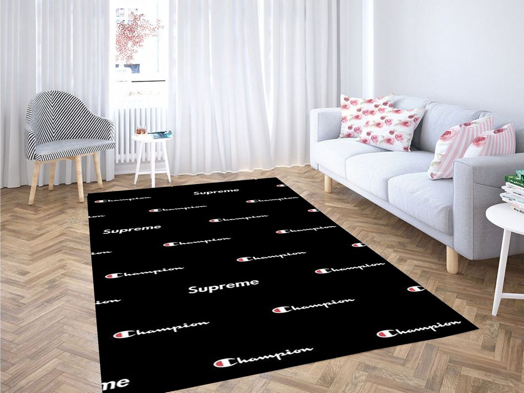 Champions Black Wallpaper Living Room Modern Carpet Rectangle Rug