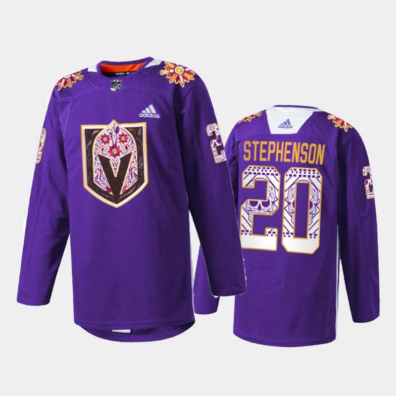 Chandler Stephenson Vegas Golden Knights Hispanic Heritage 2021 Jersey Purple #20 Warmup