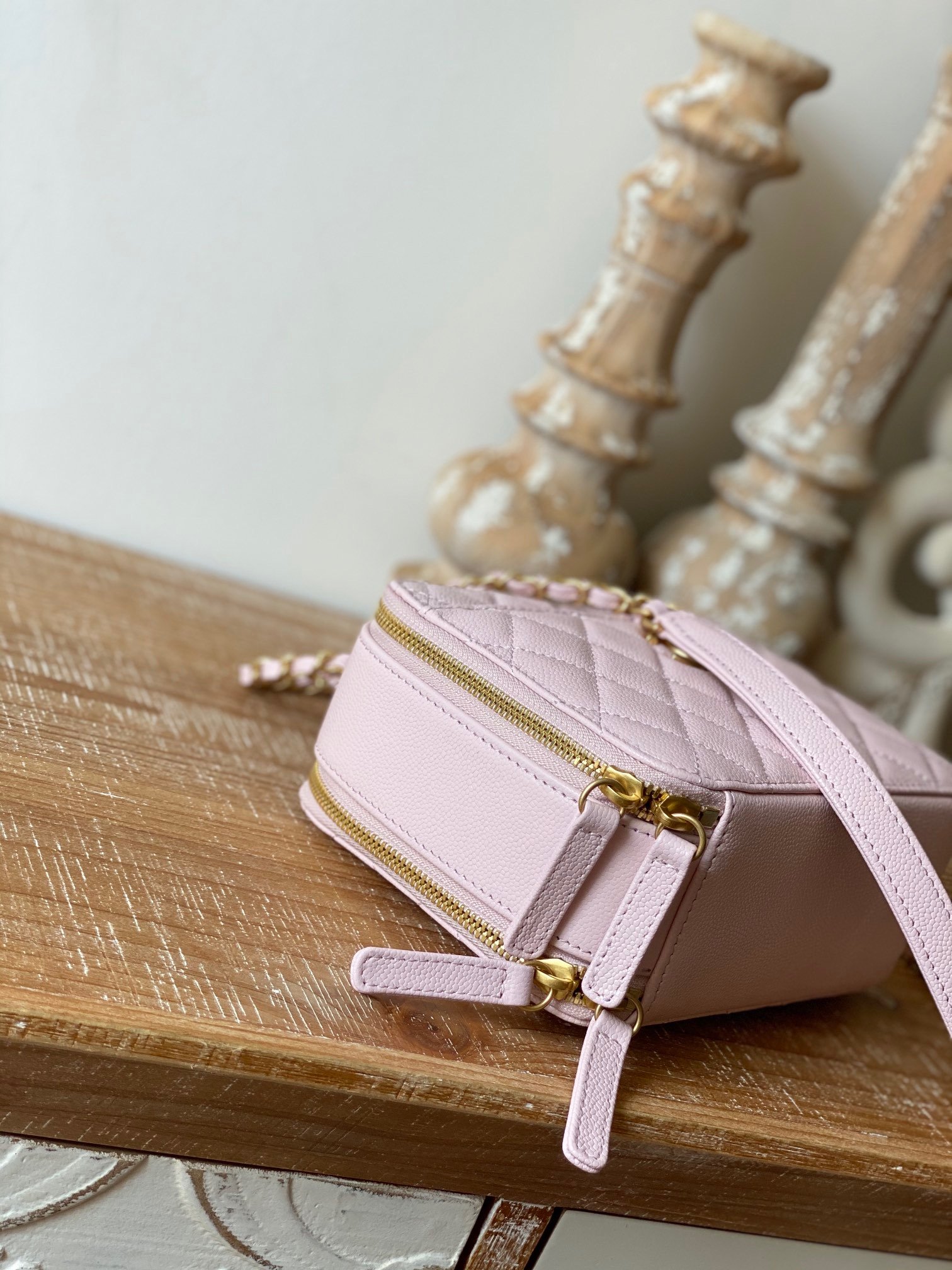 Chanel  Small Vanity Case Gold Hardware Light Pink For Women, Women’s Handbags, Shoulder Bags 5.9in/15cm AS3228 