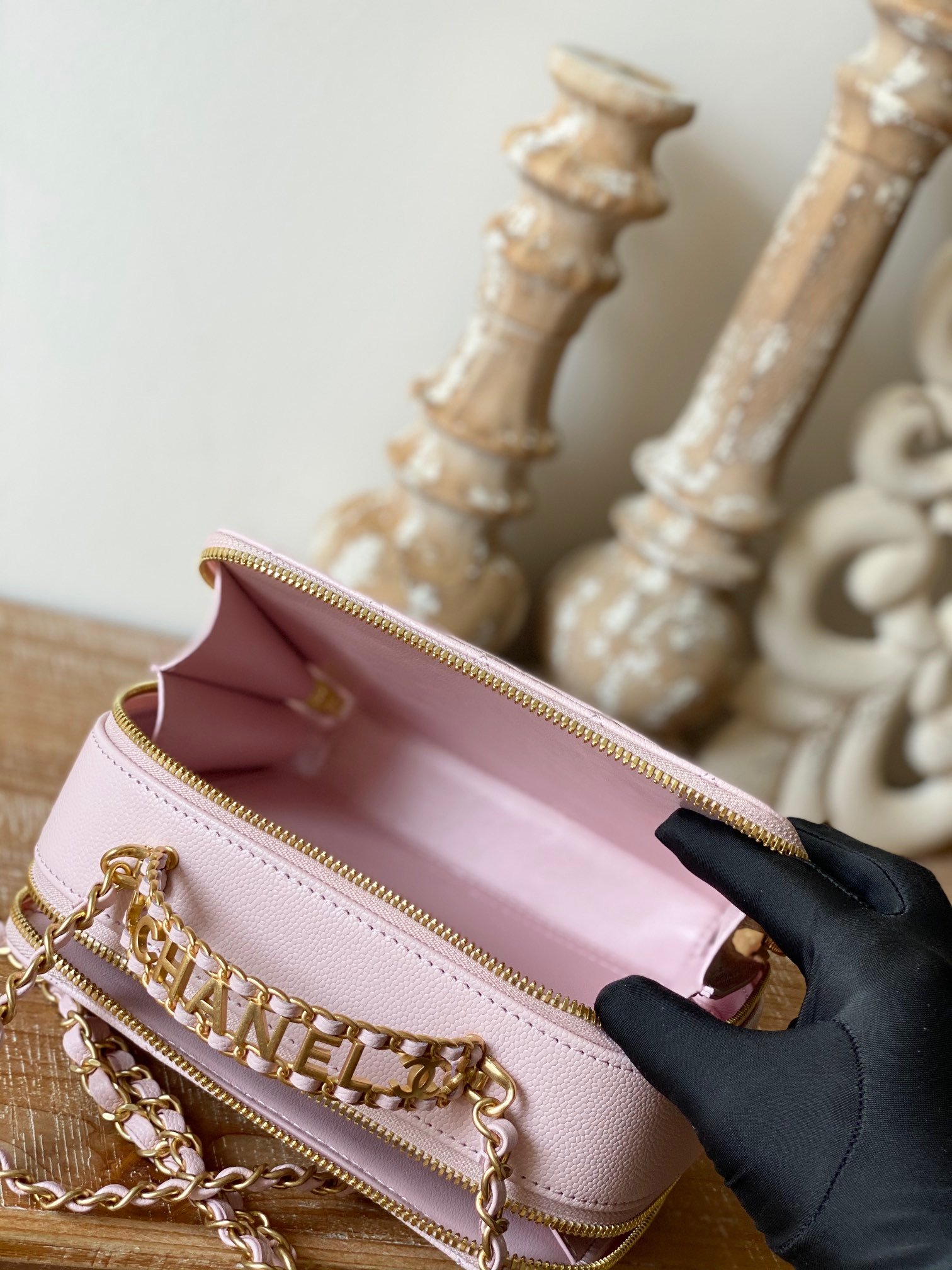 Chanel  Small Vanity Case Gold Hardware Light Pink For Women, Women’s Handbags, Shoulder Bags 5.9in/15cm AS3228 
