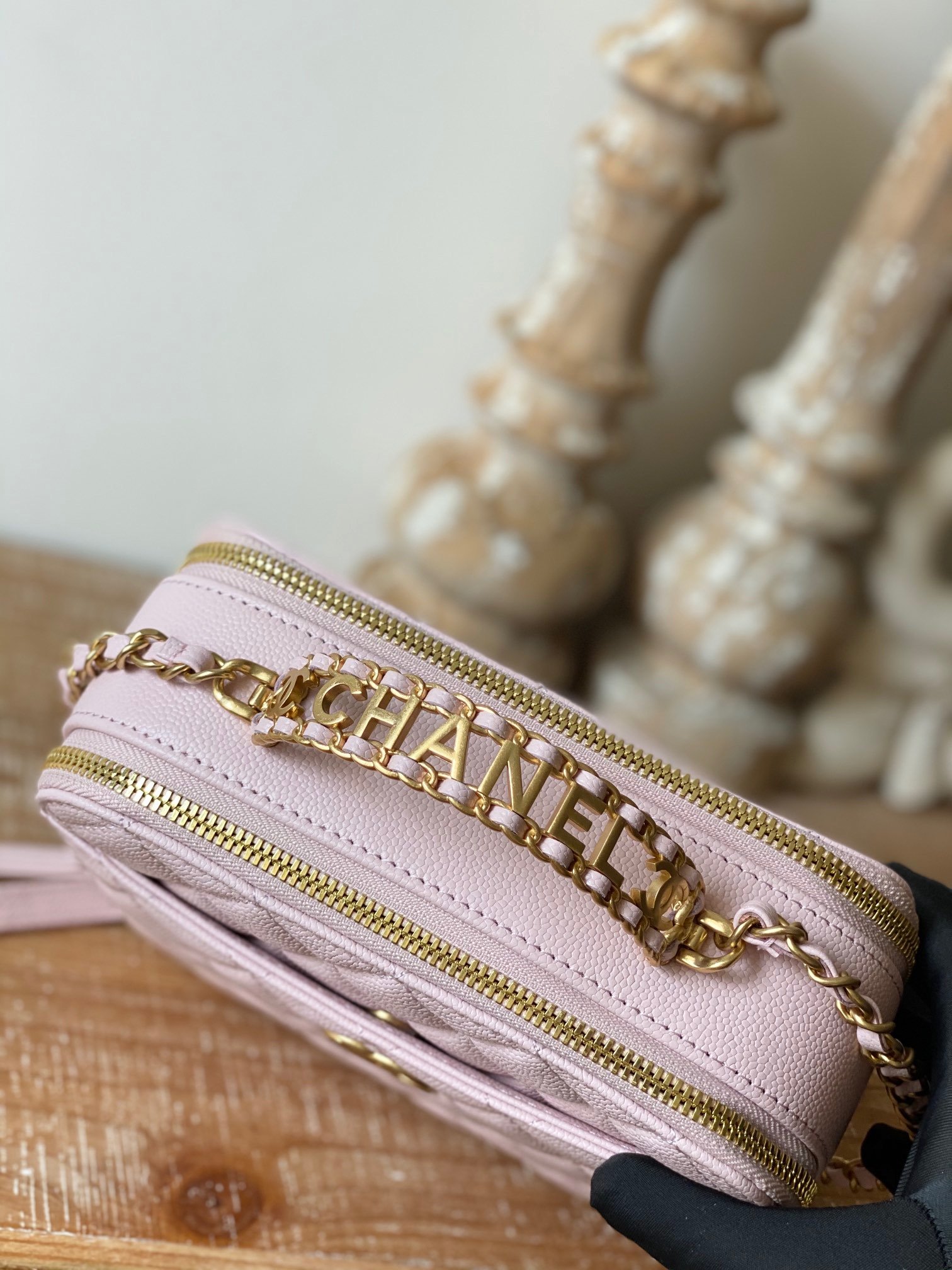 Chanel  Small Vanity Case Gold Hardware Light Pink For Women, Women’s Handbags, Shoulder Bags 5.9in/15cm AS3228 