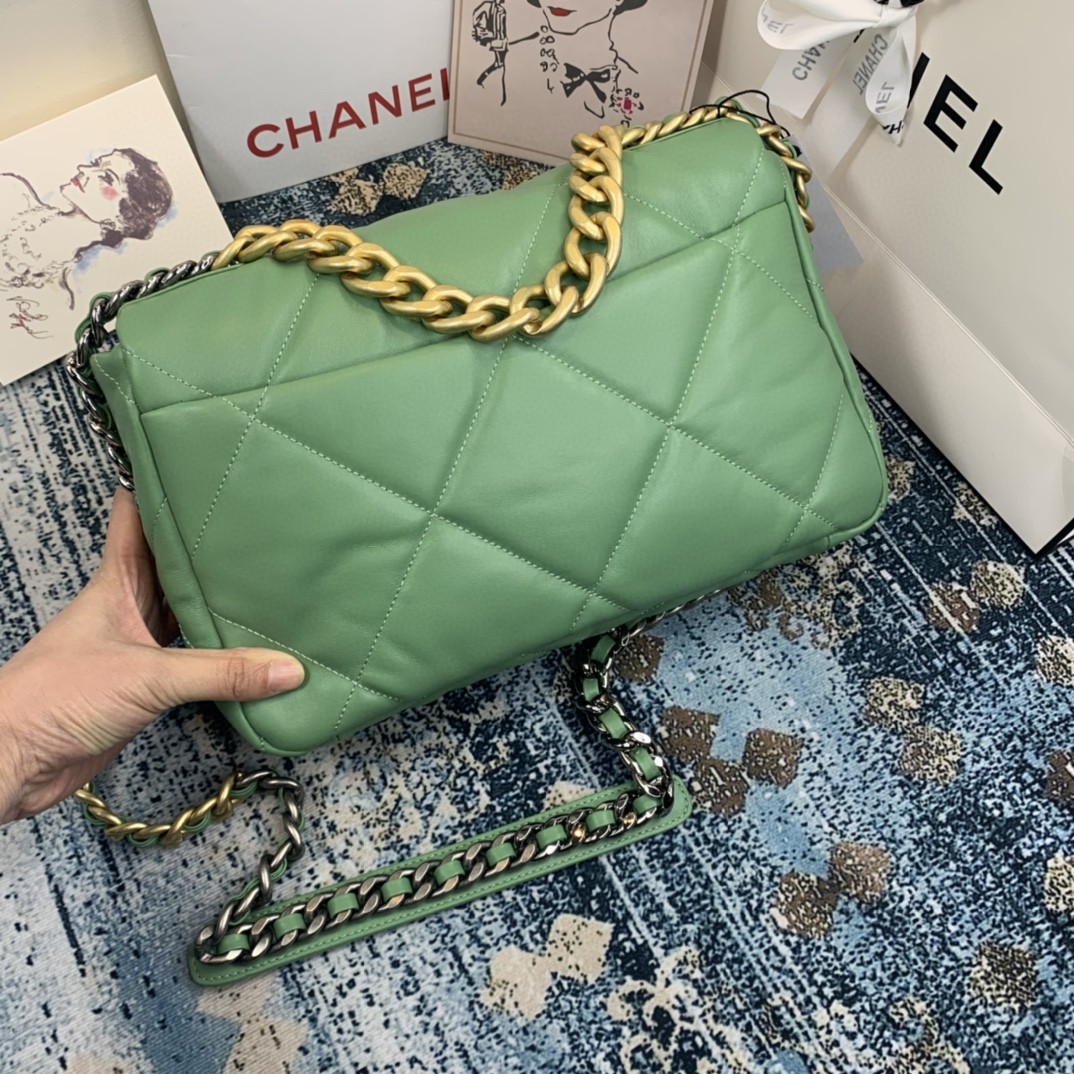 Chanel 19 Flap Bag Gold Hardware Green For Women, Women’s Handbags, Shoulder Bags 10.2in/26cm