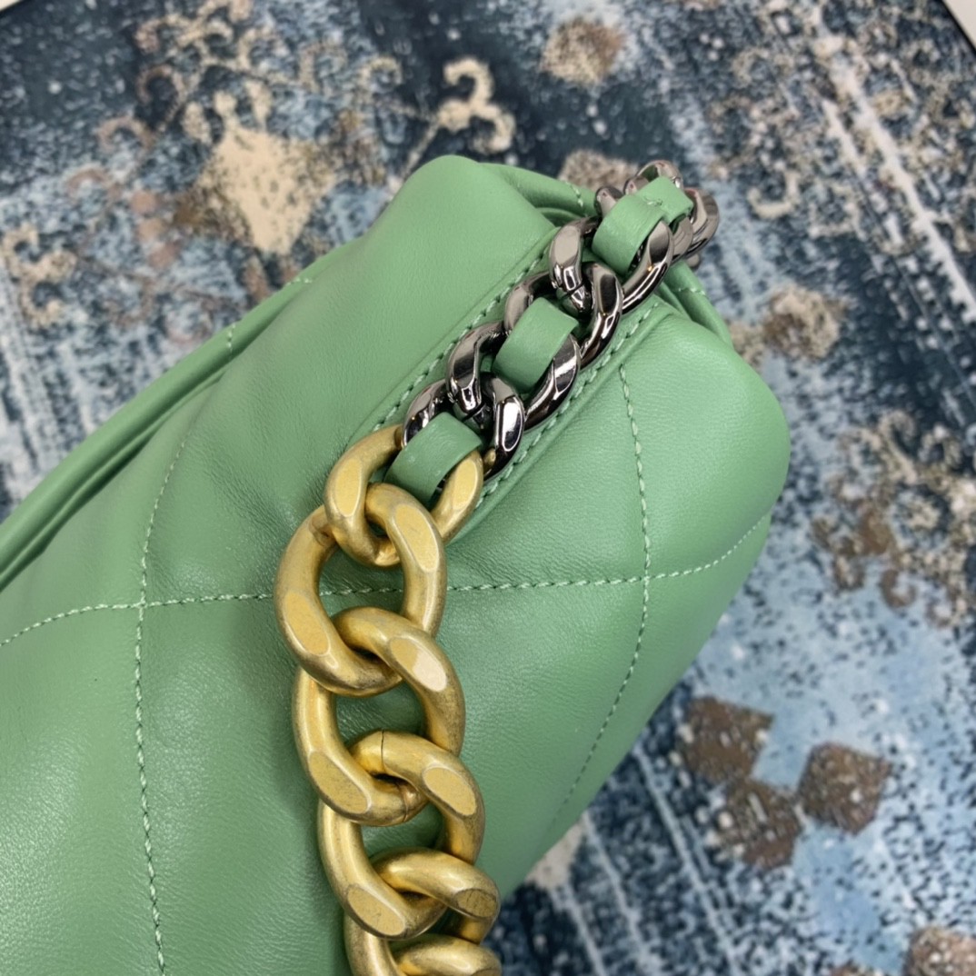 Chanel 19 Flap Bag Gold Hardware Green For Women, Women’s Handbags, Shoulder Bags 10.2in/26cm