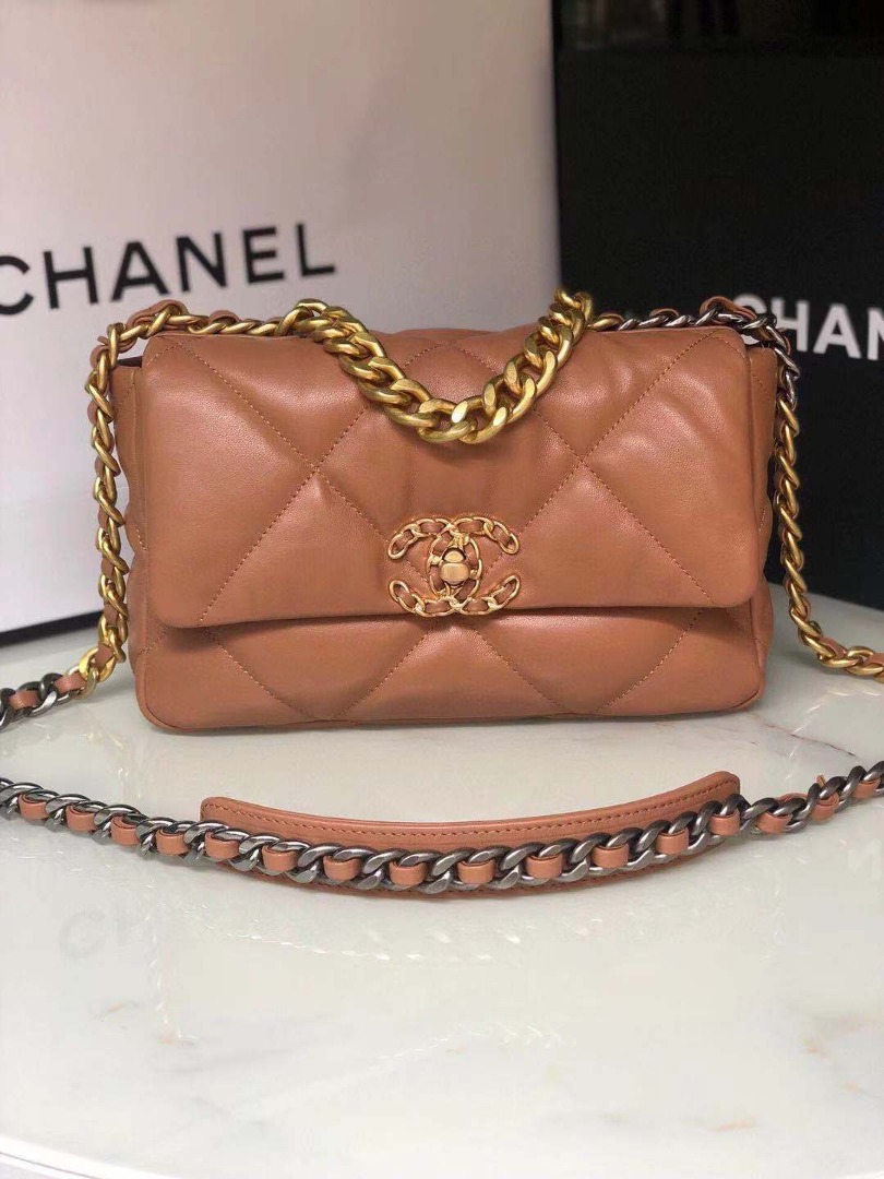 Chanel 19 Handbag 26cm Brown For Women