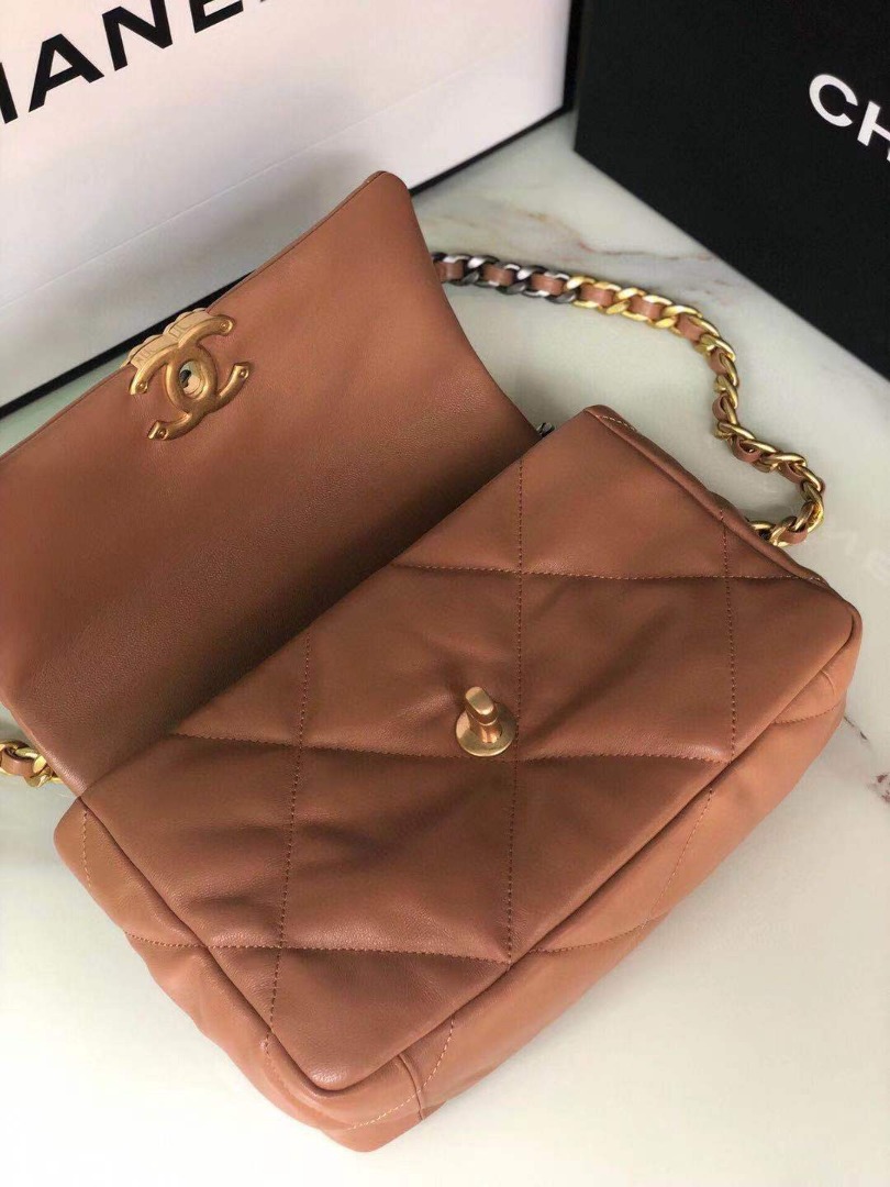 Chanel 19 Handbag 26cm Brown For Women