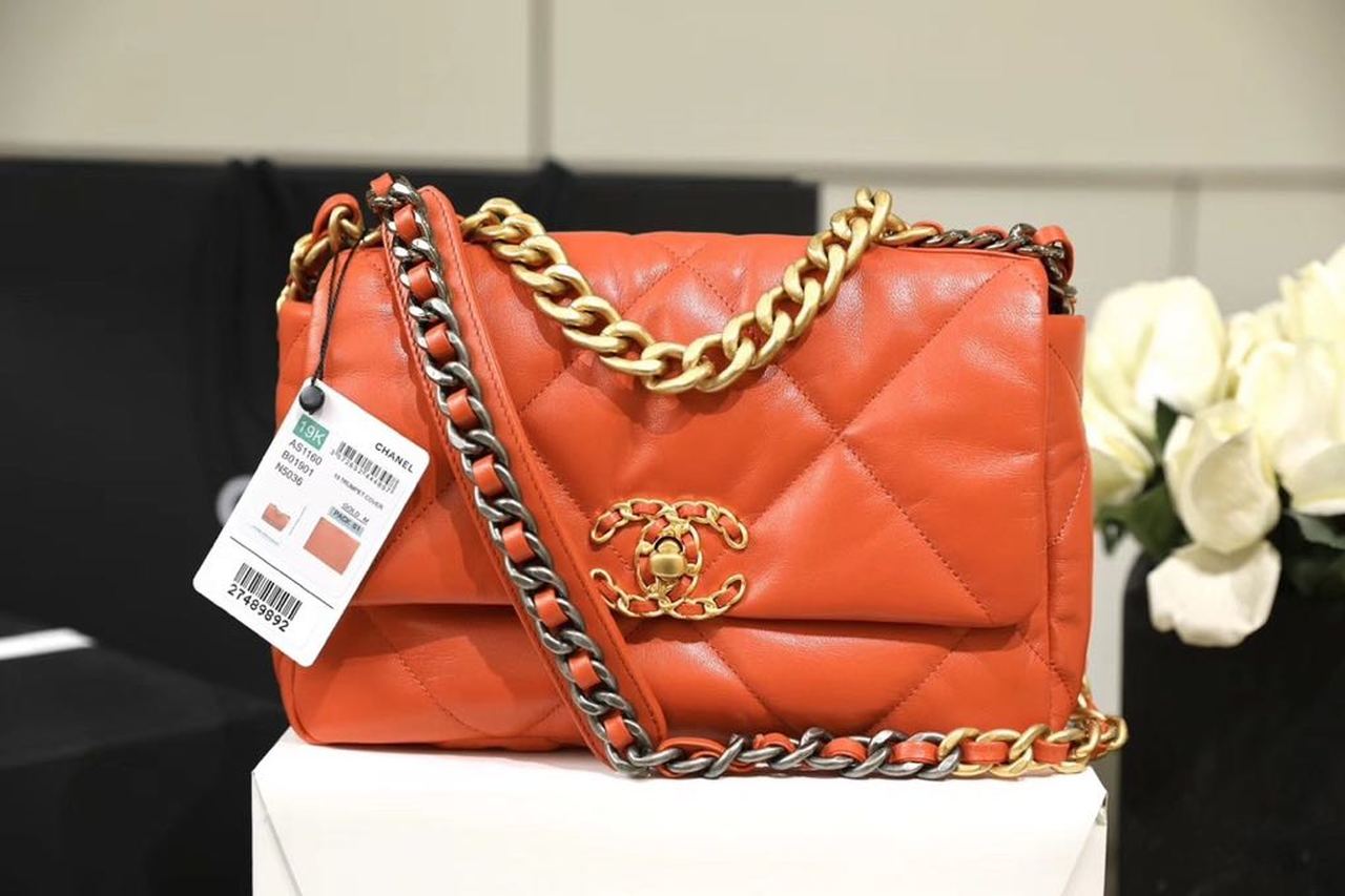 Chanel 19 Handbag 26cm Orange For Women